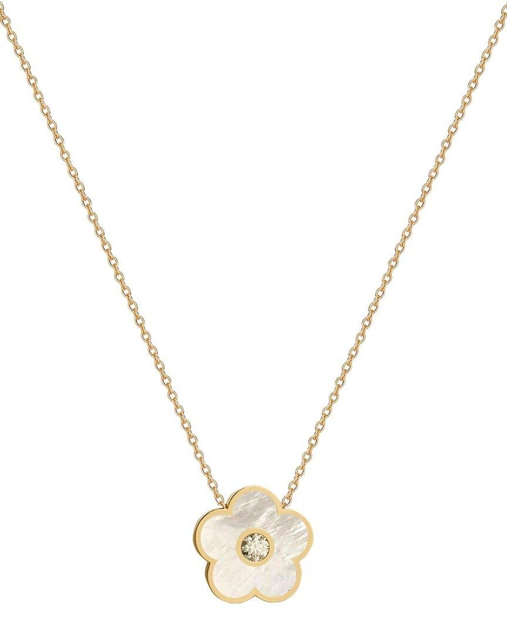 Gabi Rielle Metallic 14K Over Pearl Cz Flower Necklace