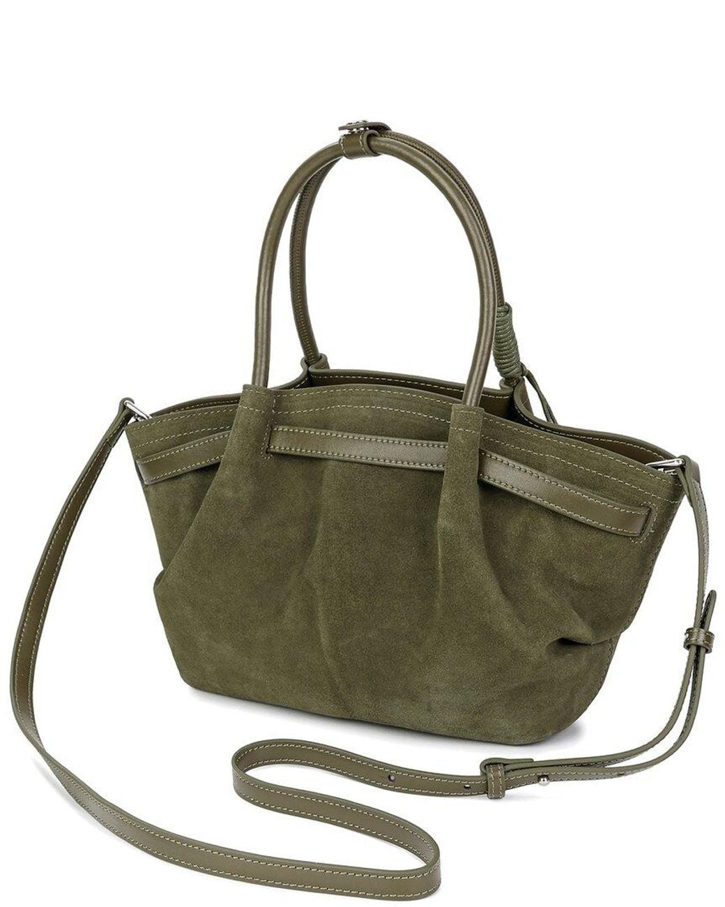 Tiffany & Fred Paris Green Soft-Structured Suede Shoulder Bag