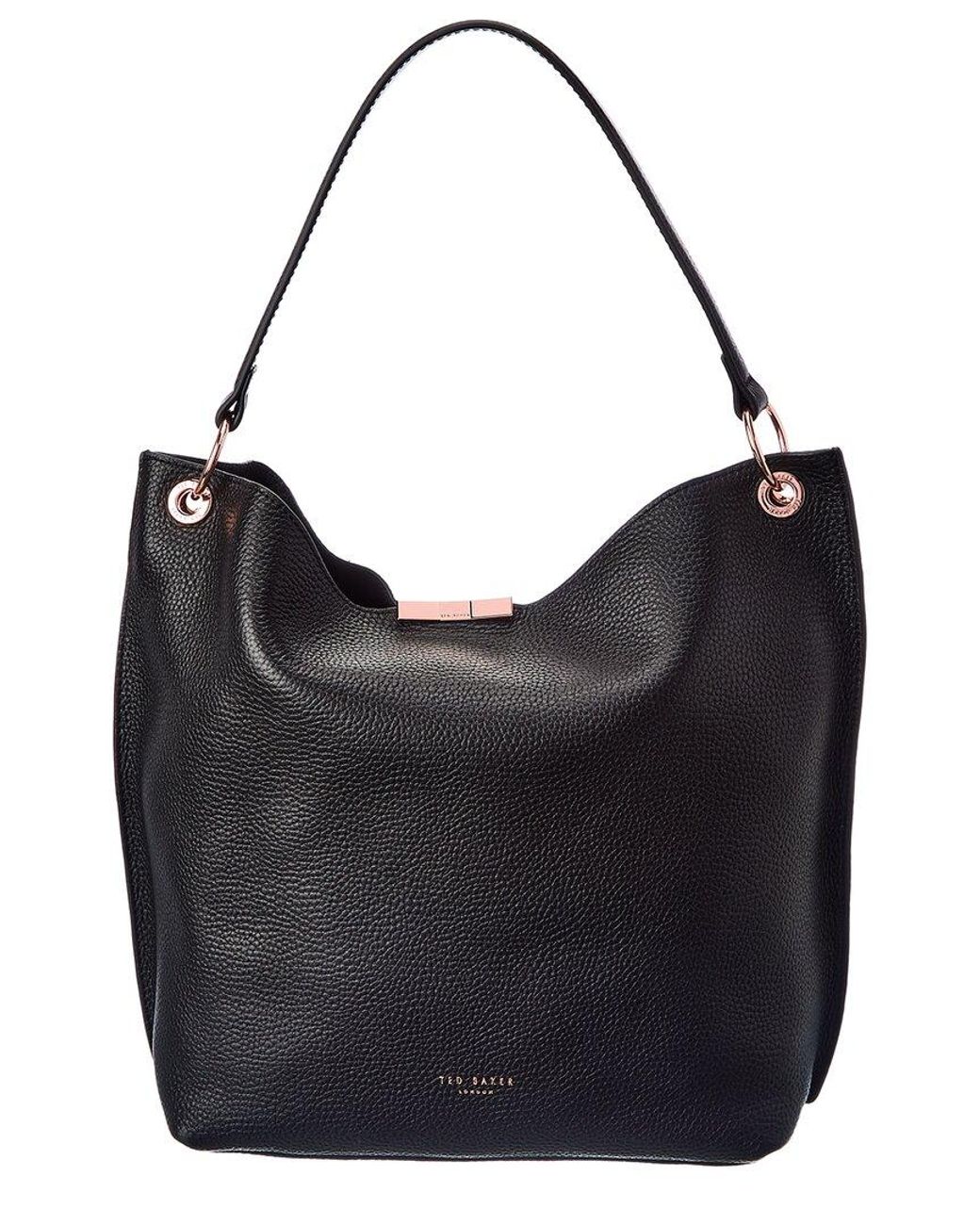 Ted Baker Candiee Leather Hobo Bag in Black | Lyst