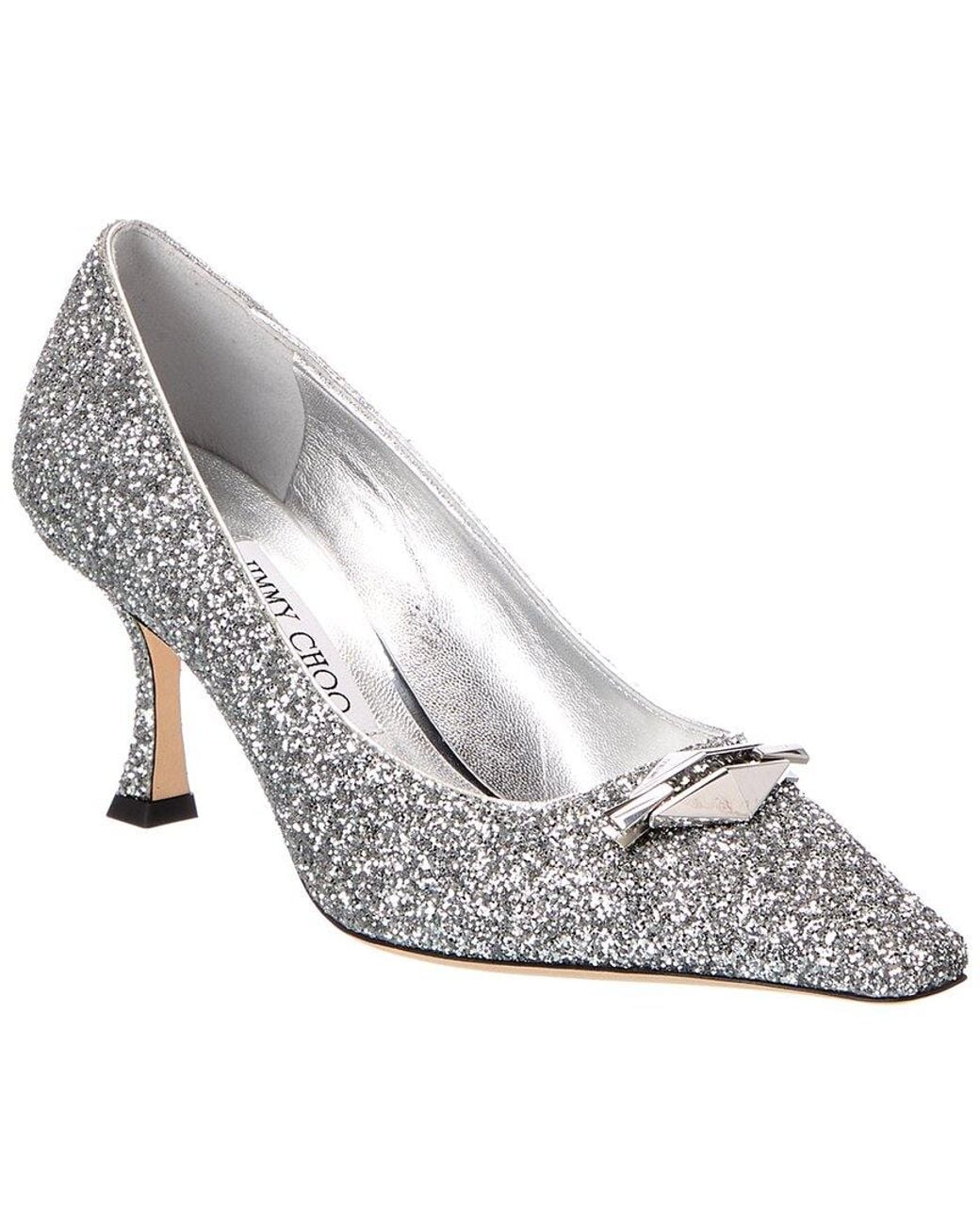 Jimmy Choo White Ryker 70 Glitter Pump