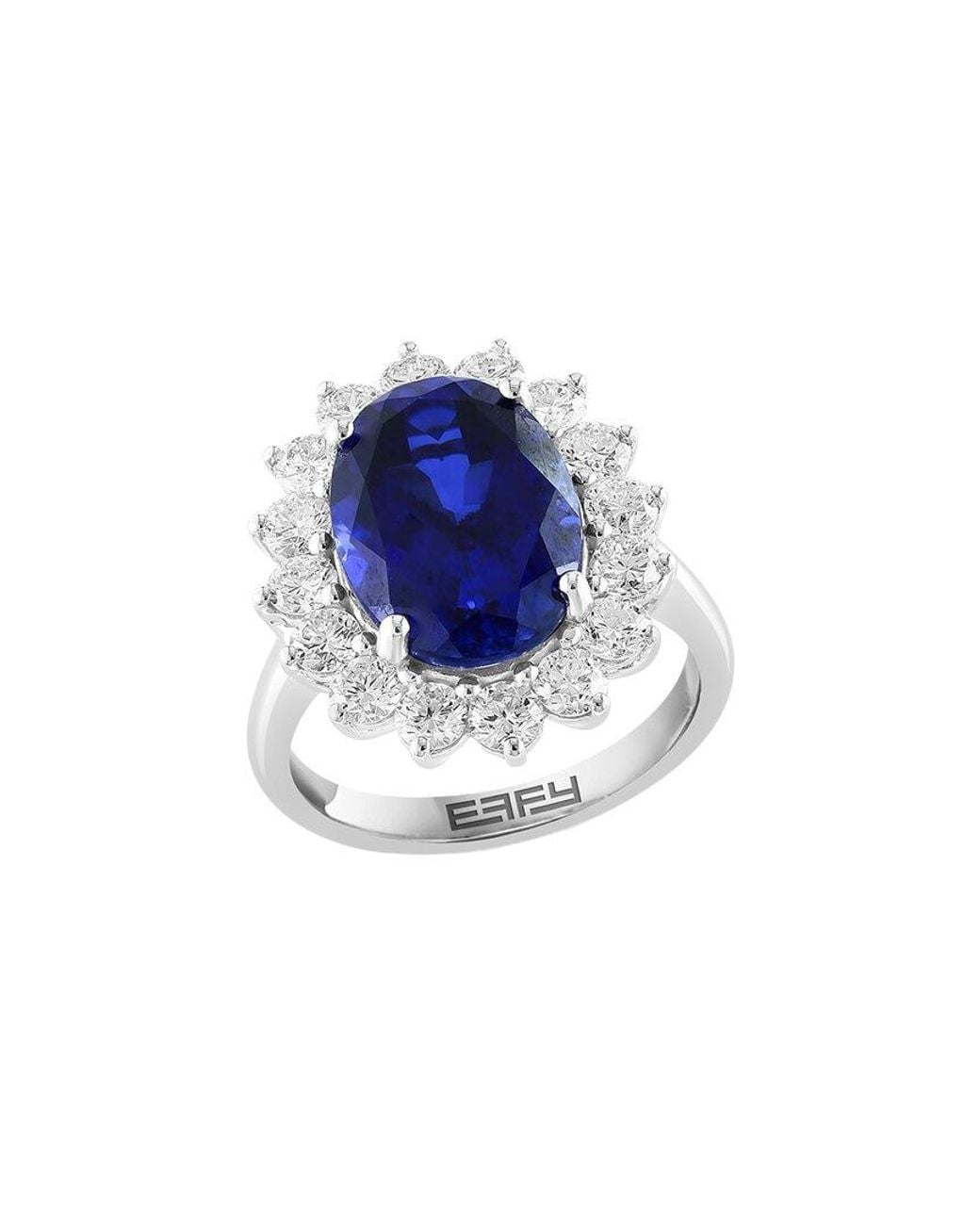 Effy Fine Jewelry Blue 14K.59 Ct. Tw. Lab-Grown Diamond & Lab-Grown Sapphire Ring