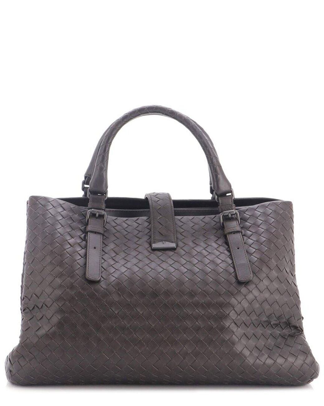 Bottega Veneta Black Intrecciato Nappa Roma Bag Medium (Authentic Pre-Loved)