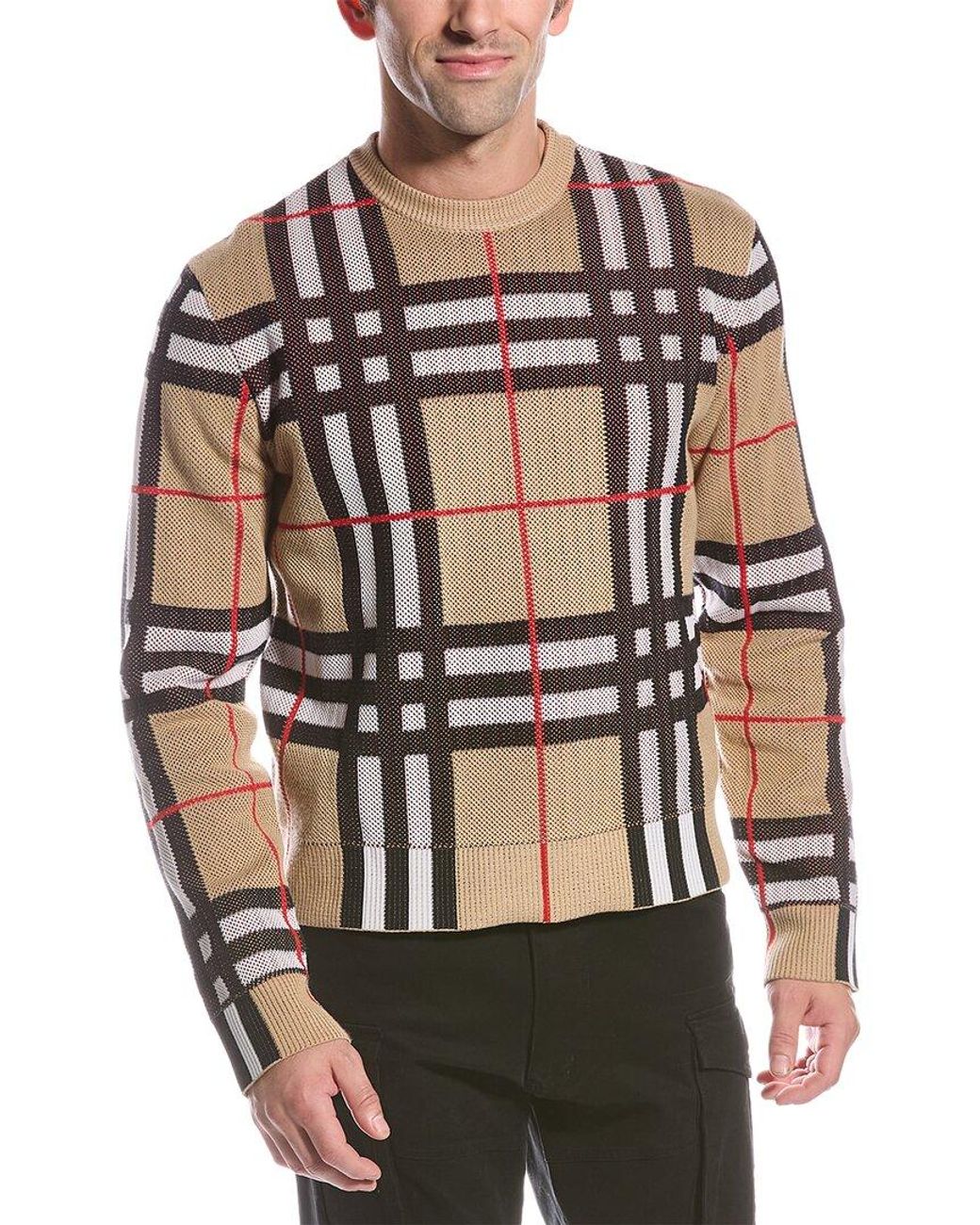 Burberry Crewneck Sweater in Natural for Men | Lyst