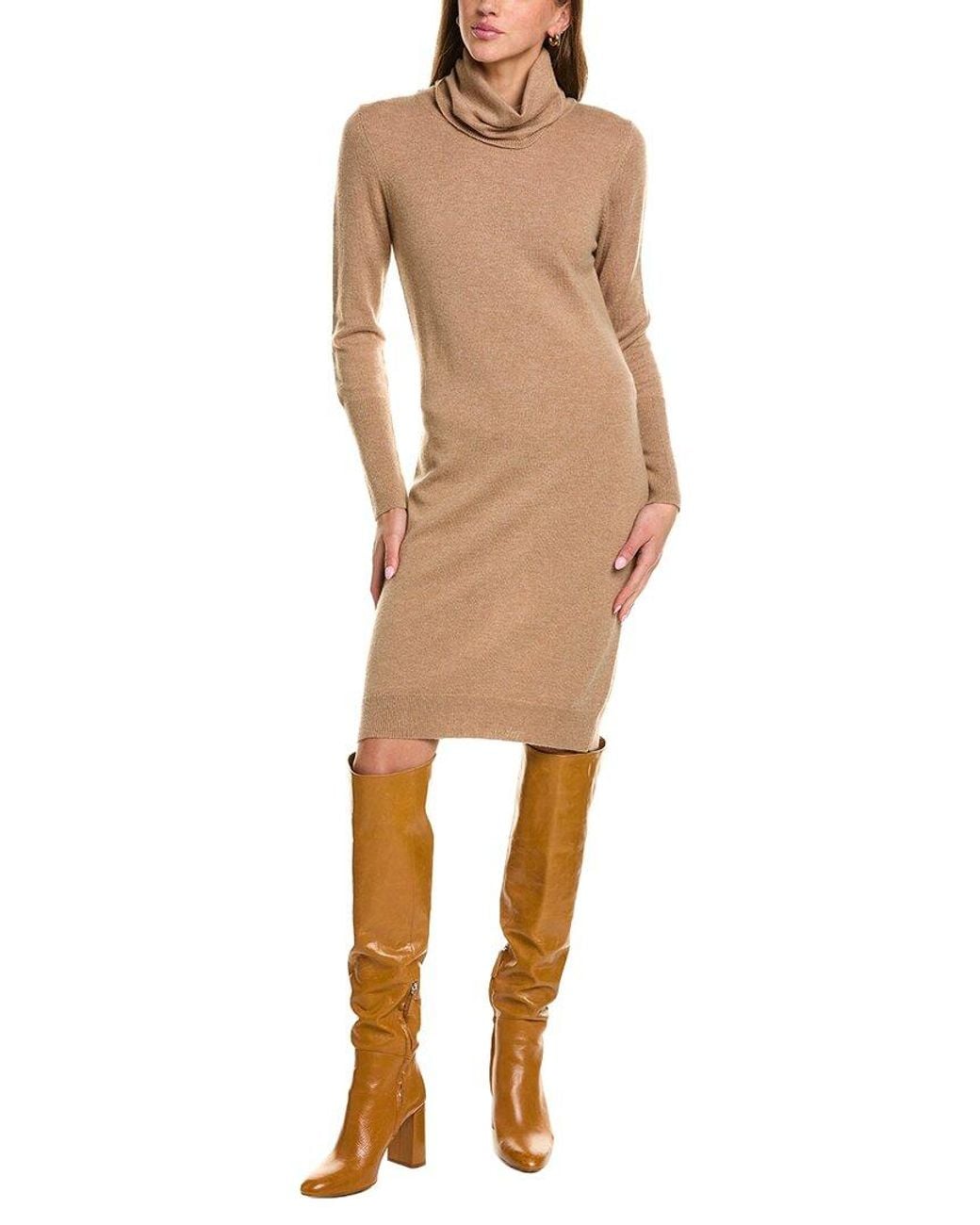Forte Natural Turtleneck Wool & Cashmere-Blend Sweaterdress