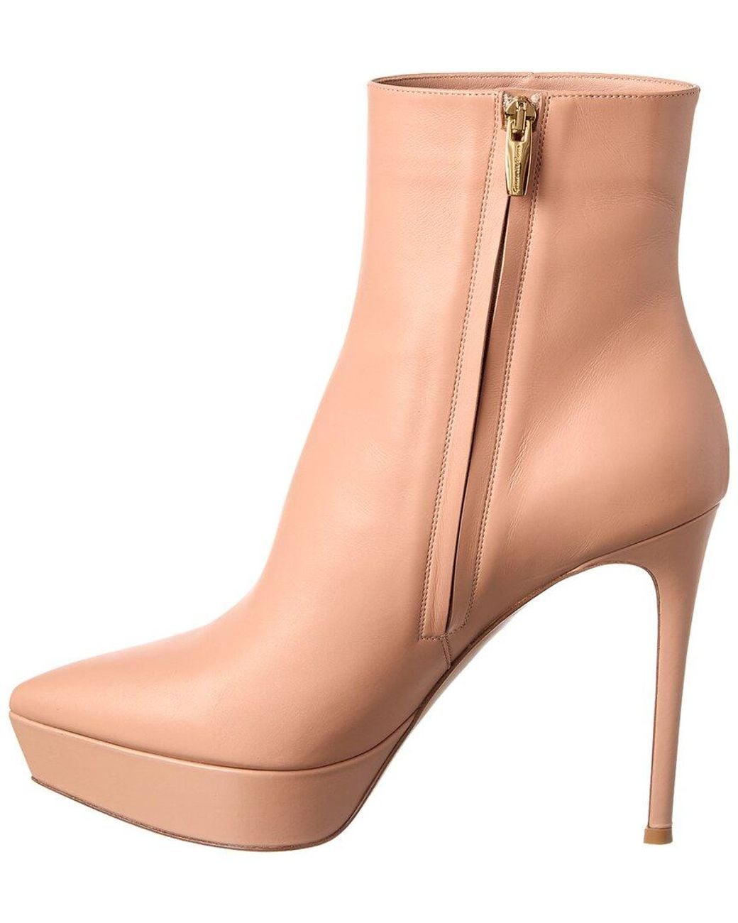 Gianvito Rossi Natural Dasha 85 Leather Platform Bootie