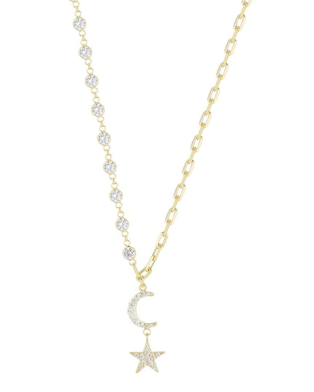 Sphera Milano Metallic 14K Over Cz Star And Moon Necklace