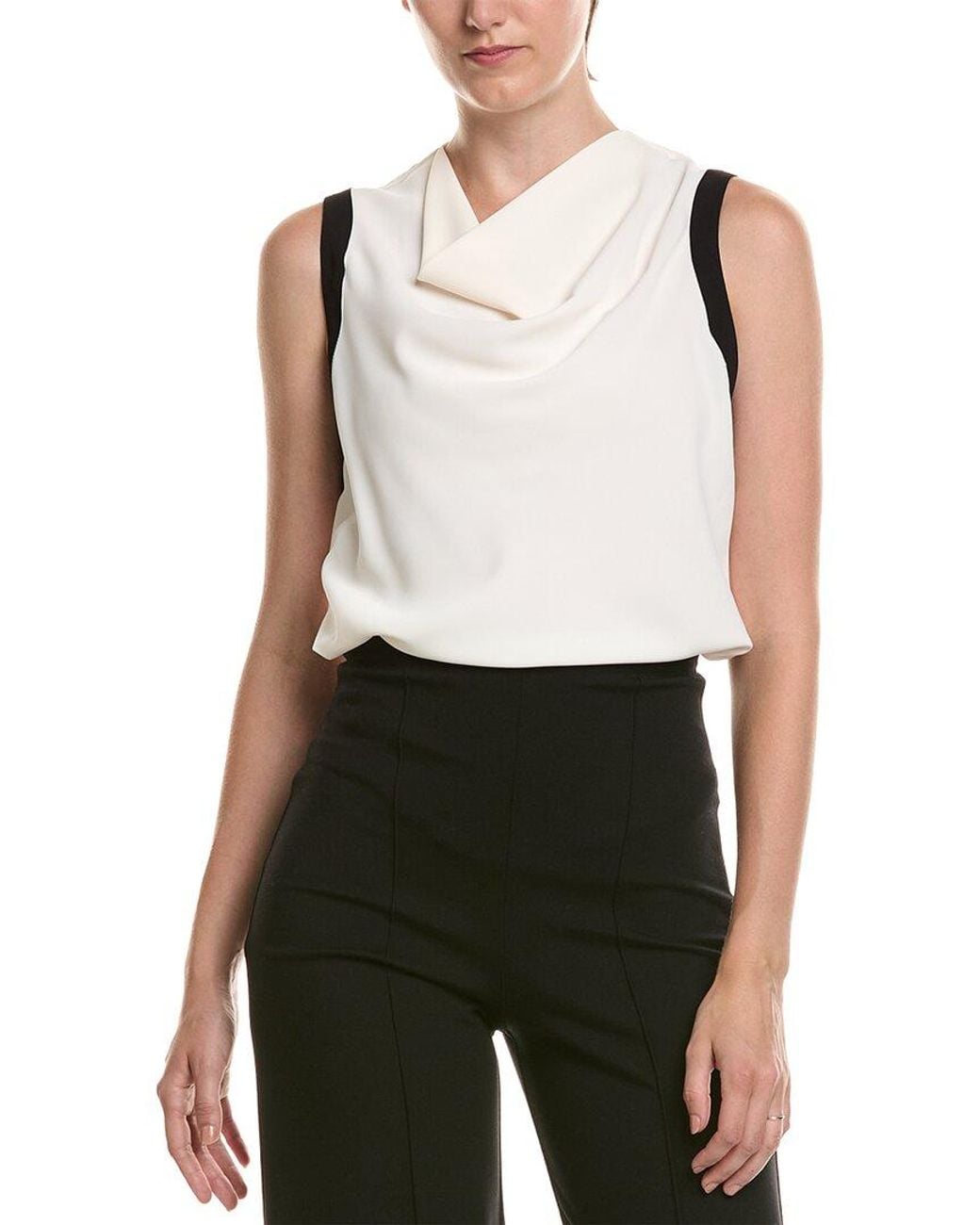 Anne Klein White Cowl Neck Framing Top