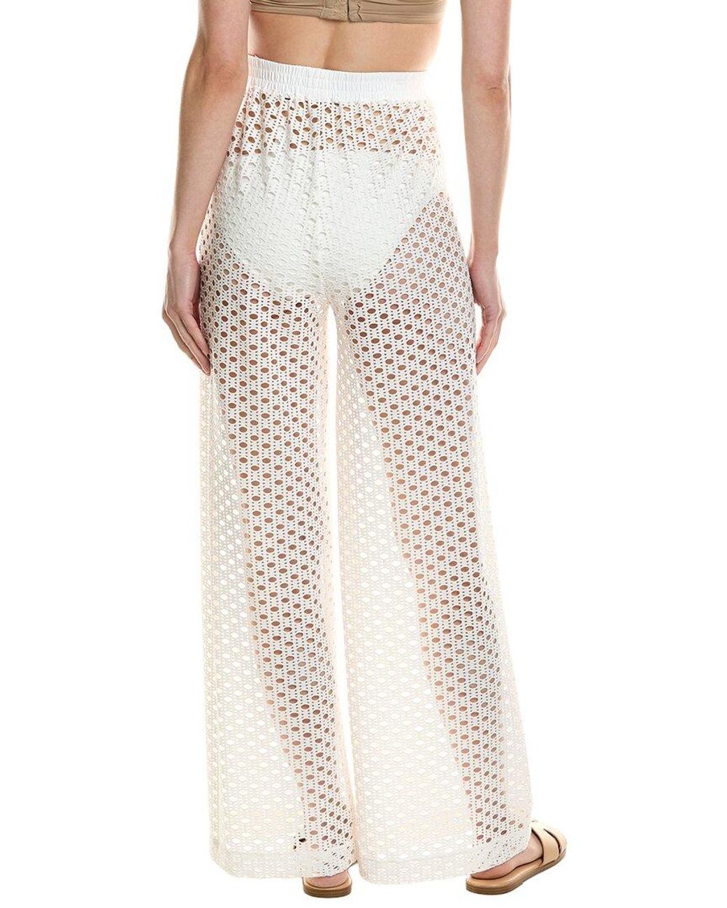 Carmen Marc Valvo White Crochet Pant