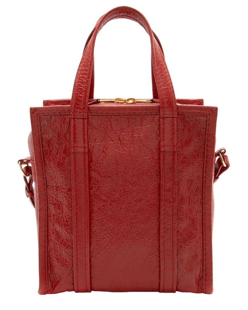 Balenciaga Red Lambskin Agneau Bazar Xs Shopper Tote (authentic Pre-loved)