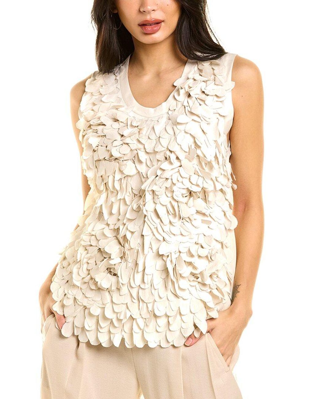Brunello Cucinelli Natural Silk-blend Top