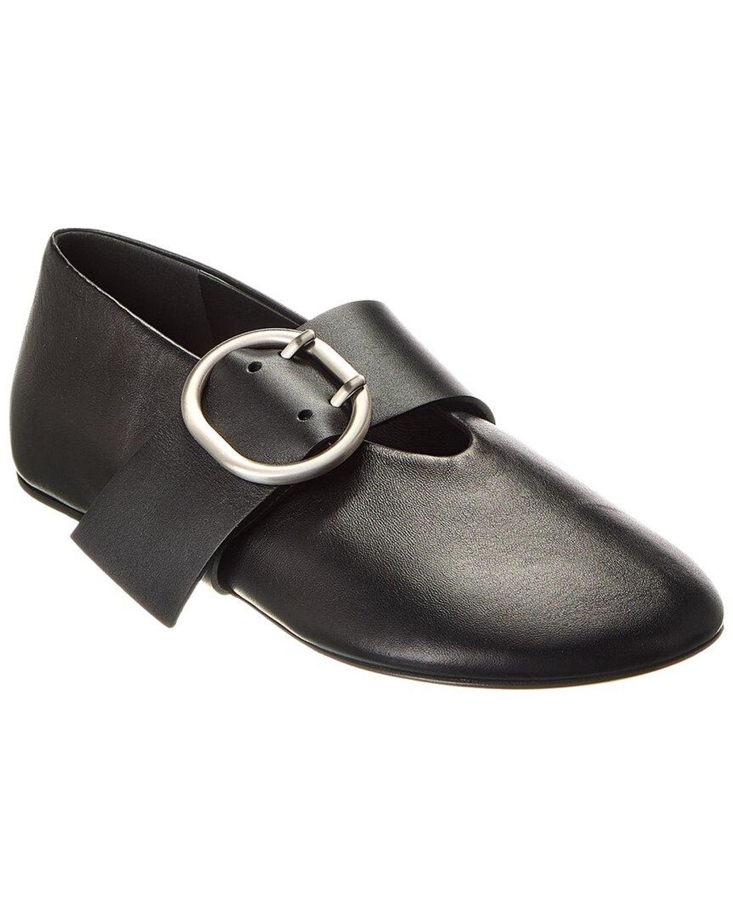 Jil Sander Black Cannolo Buckle Strap Leather Flat