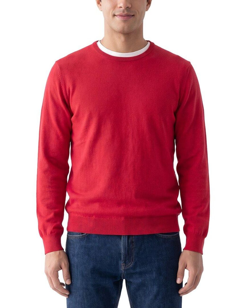Gran Sasso Red 100% Cashmere Crewneck Sweater for men