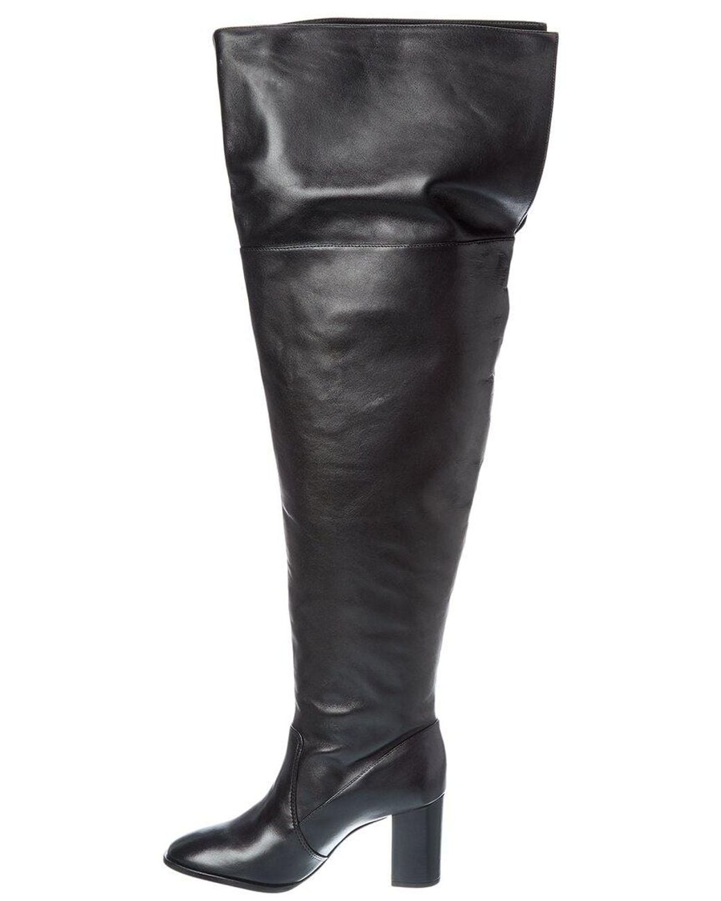 SCHUTZ SHOES Black Terrance Block Leather Over-The-Knee Boot