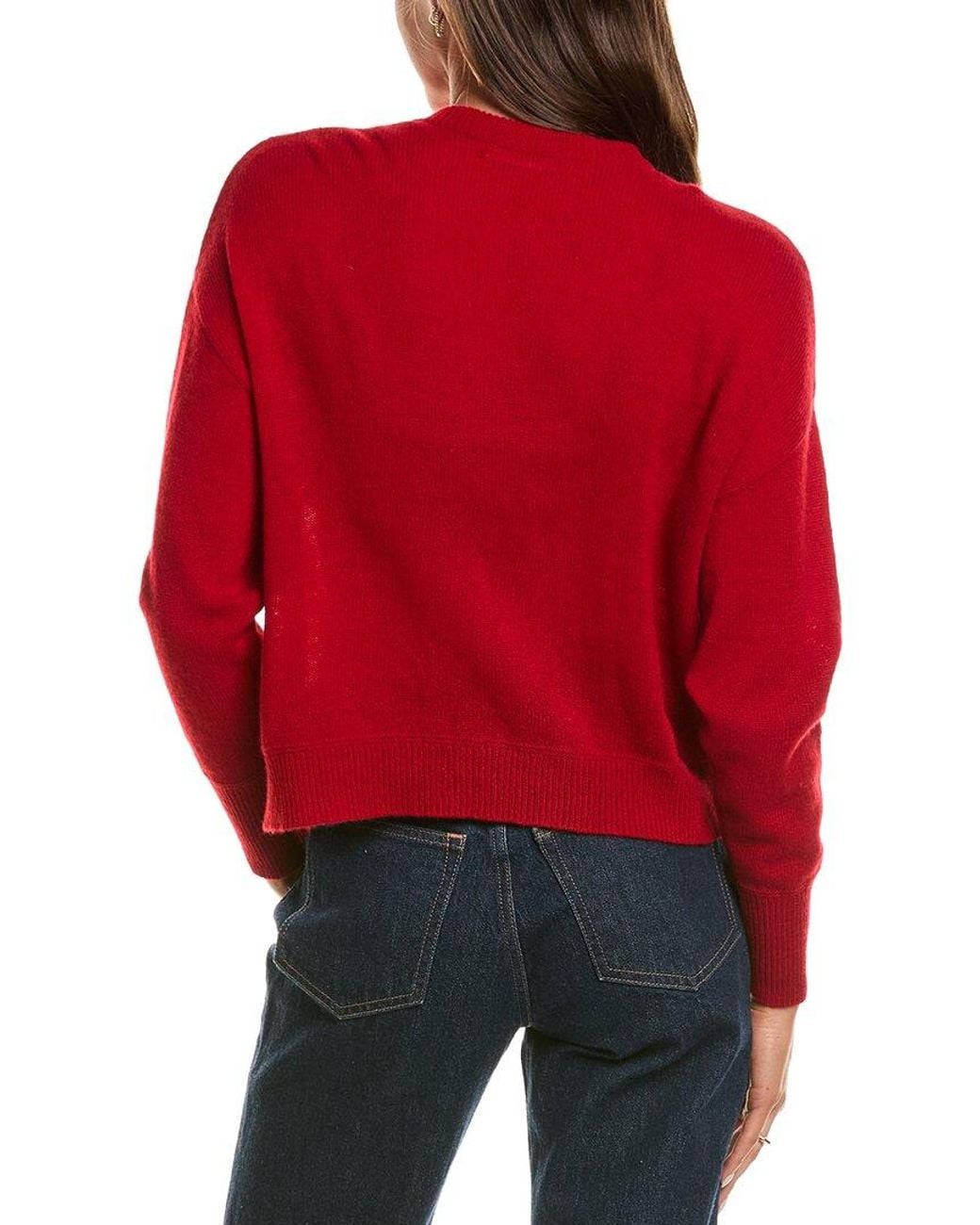 Hannah Rose Red Drop Shoulder 100% Cashmere Cardigan