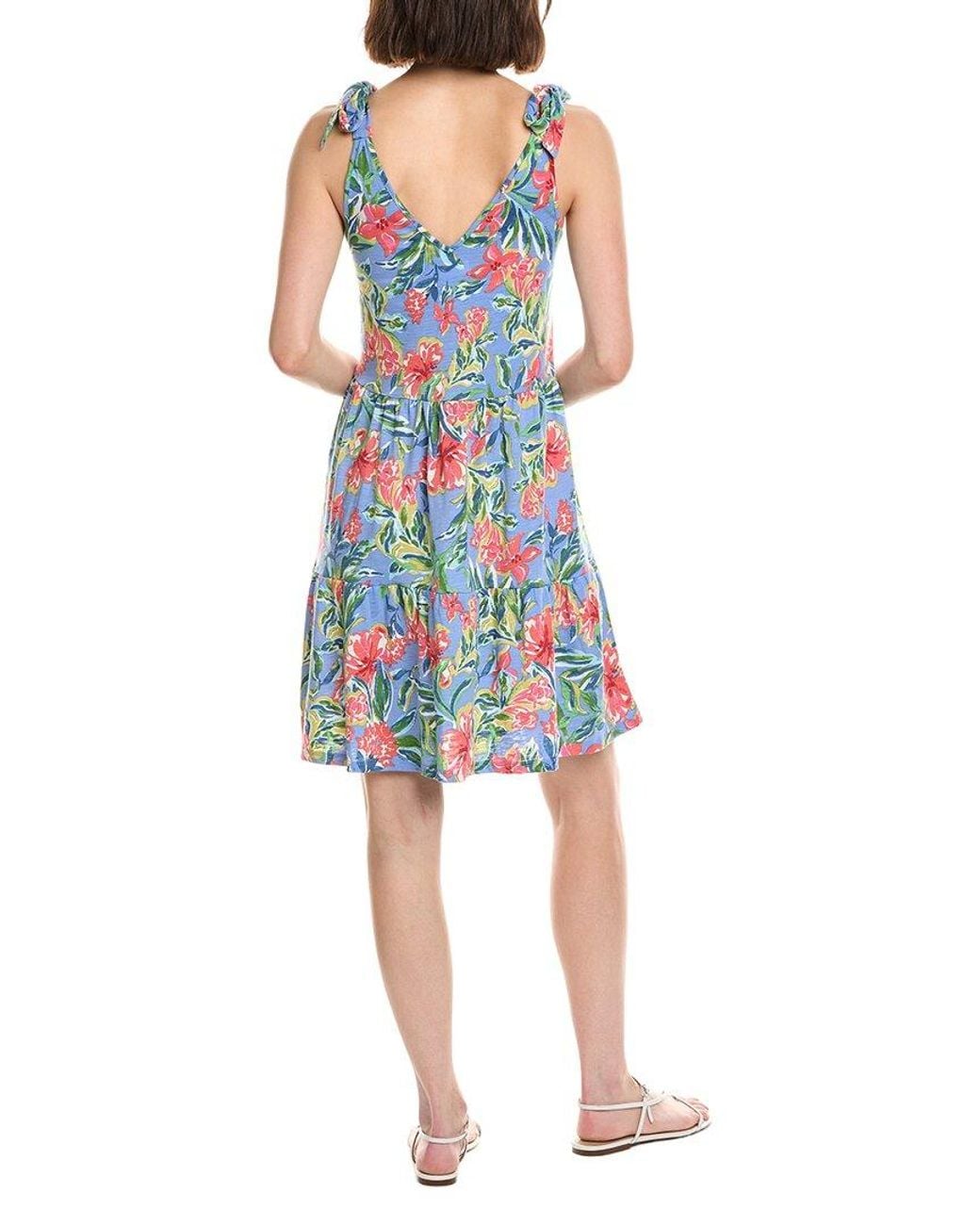 Stella Parker Blue Bow Shoulder Tiered Mini Dress