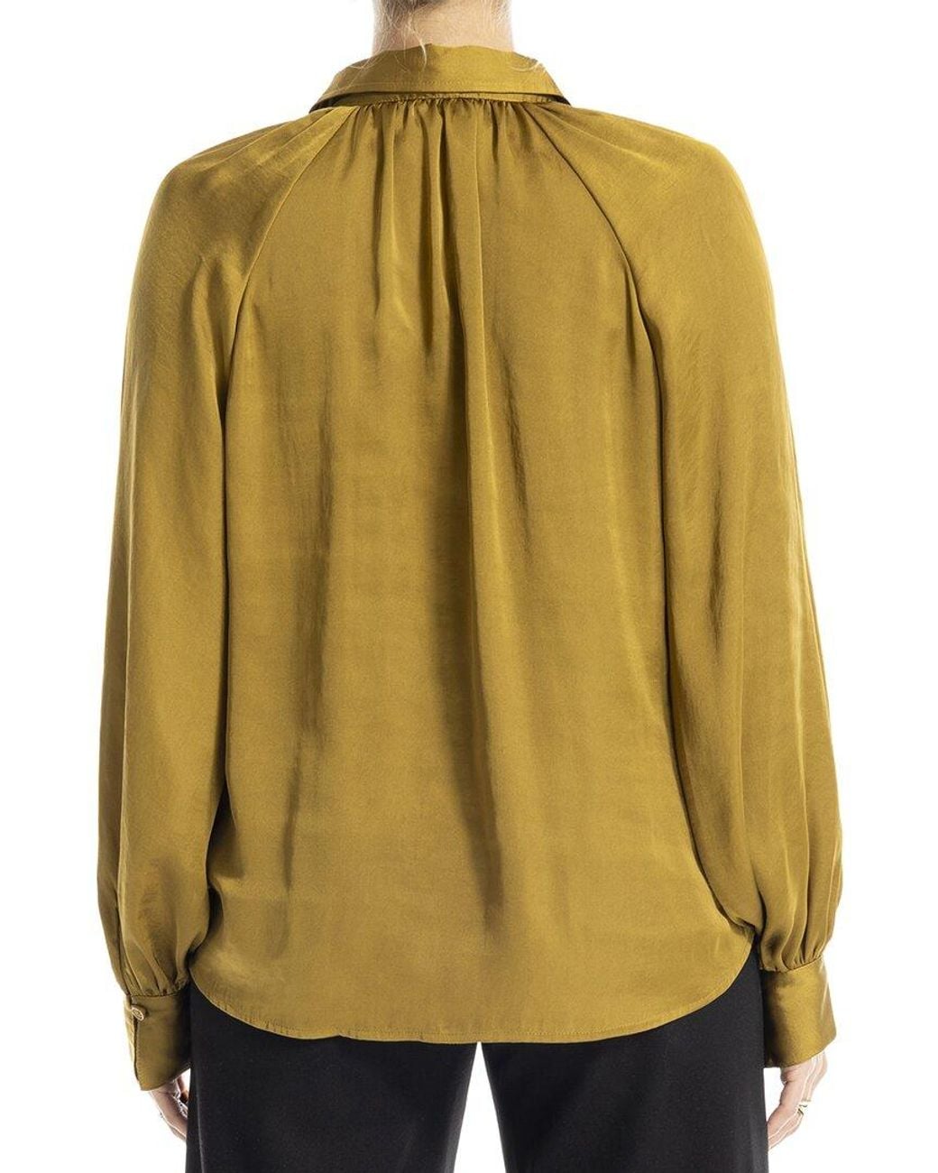 Max Studio Natural Long Sleeve Button Front Blouse