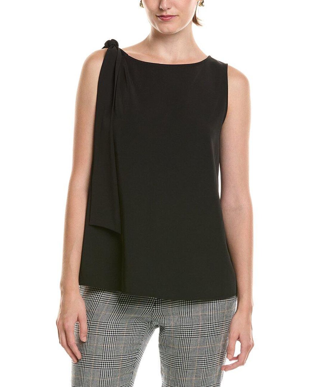 Anne Klein Black Tie Shoulder Blouse