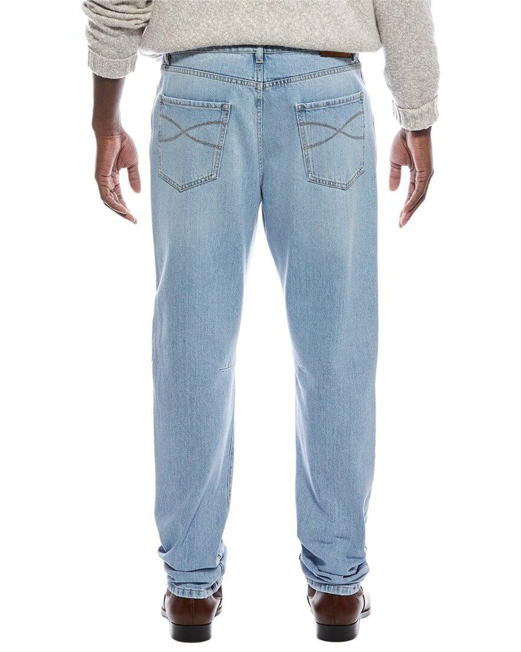 Brunello Cucinelli Blue Light Wash Leisure Fit Jean for men