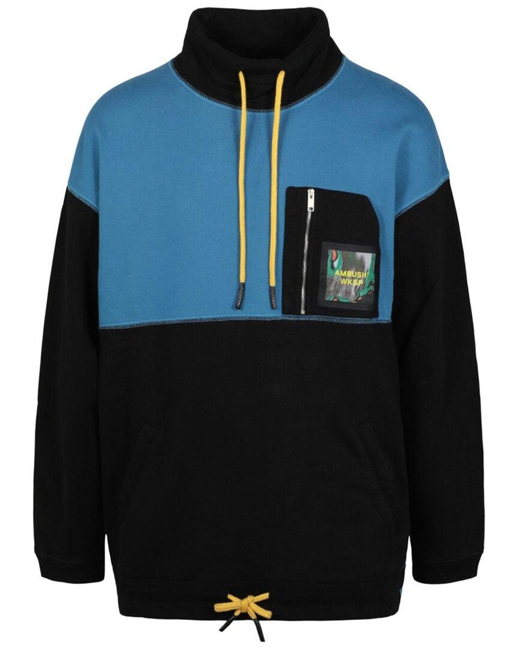 Ambush Blue Logo Patch Mock Neck Sweatershirt for men