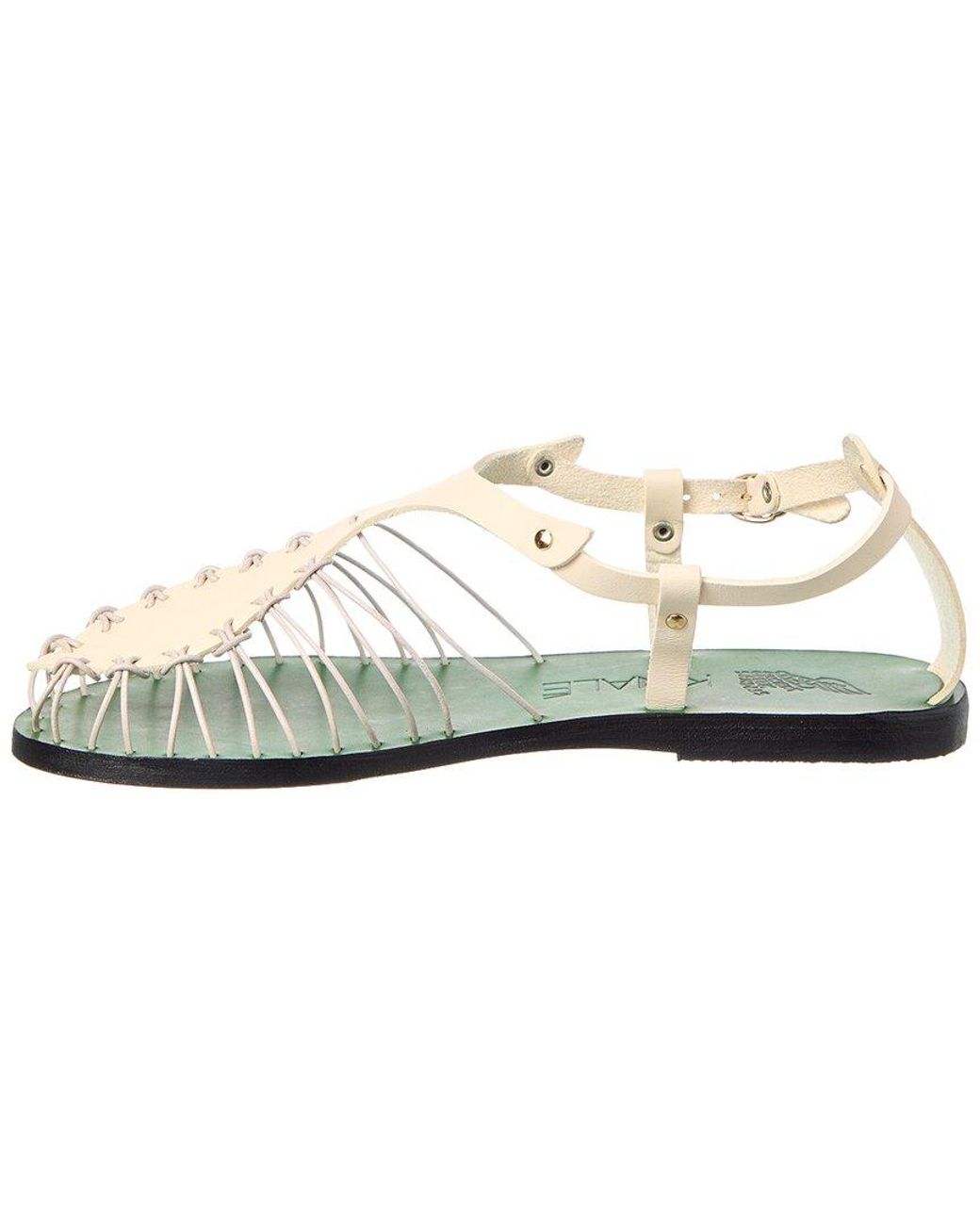 Ancient Greek Sandals Green Ligres Leather Sandal
