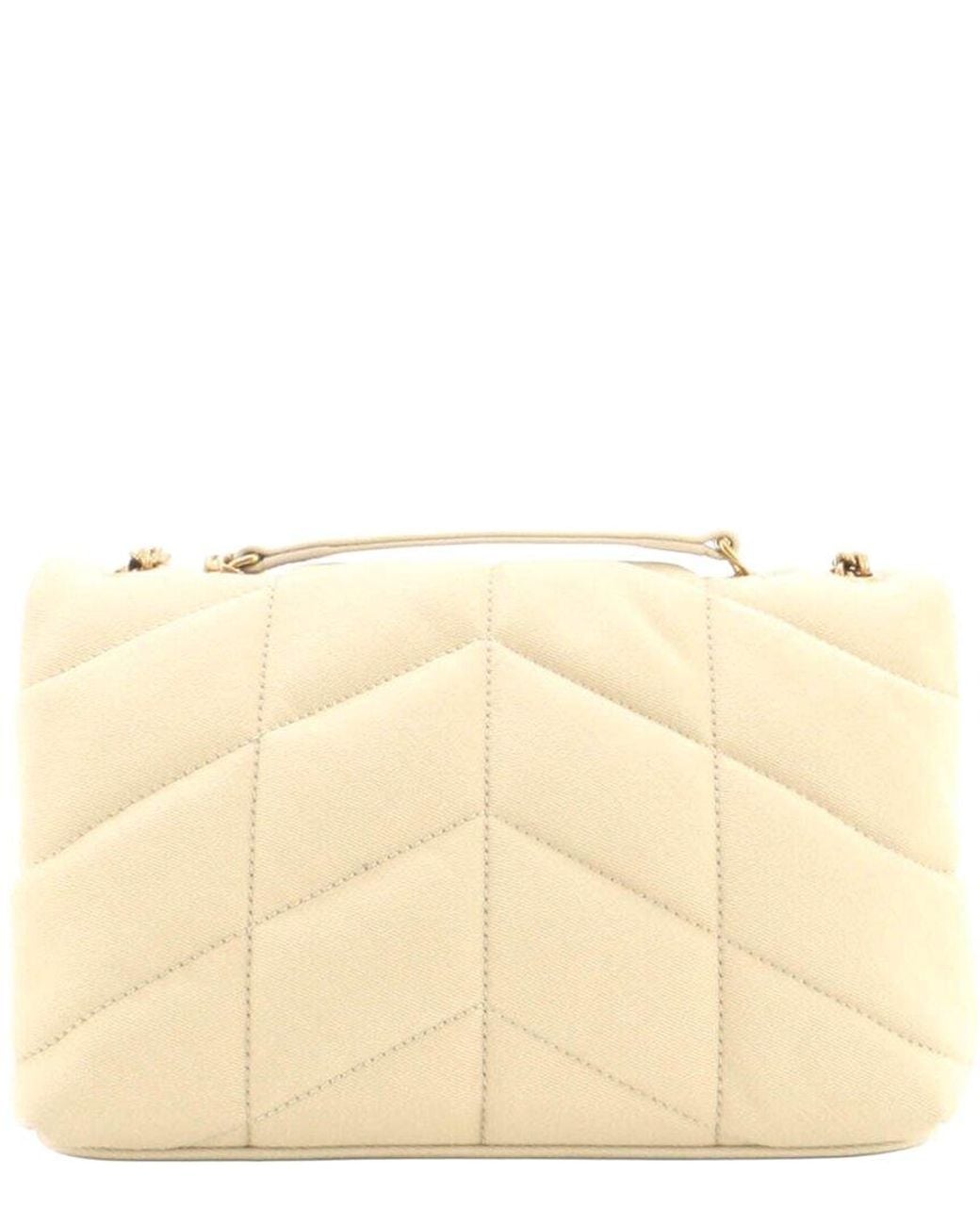 Saint Laurent Natural Quilted Canvas Loulou Puffer Shoulder Bag Mini (Authentic Pre-Loved)
