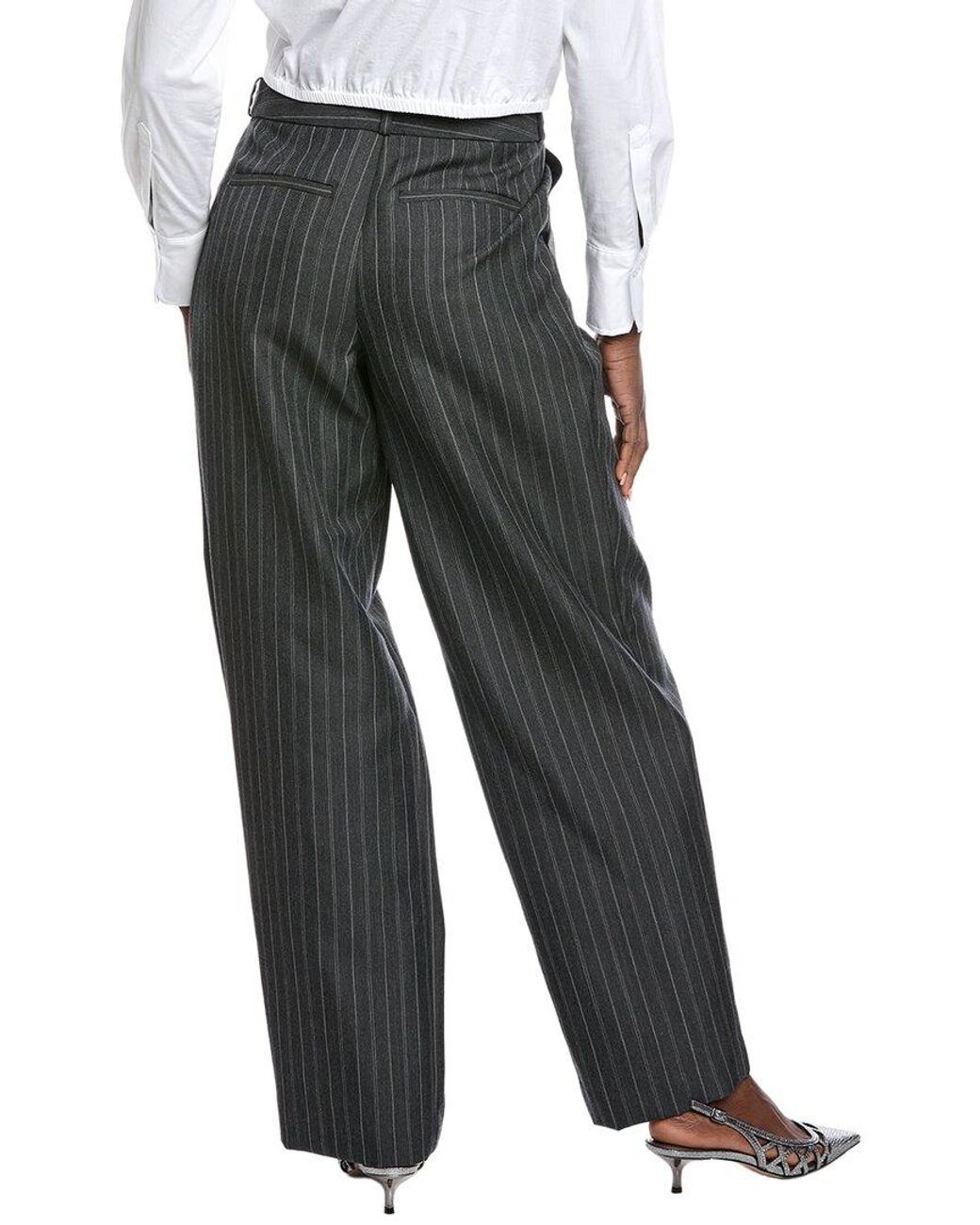 Jonathan Simkhai Gray Tayler Overlap Wide Leg Wool-Blend Trouser