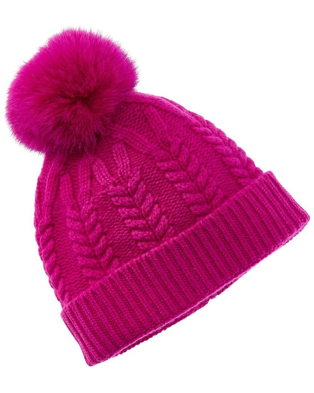 Sofiacashmere Pink Sofiacashmere Cable Cashmere Hat