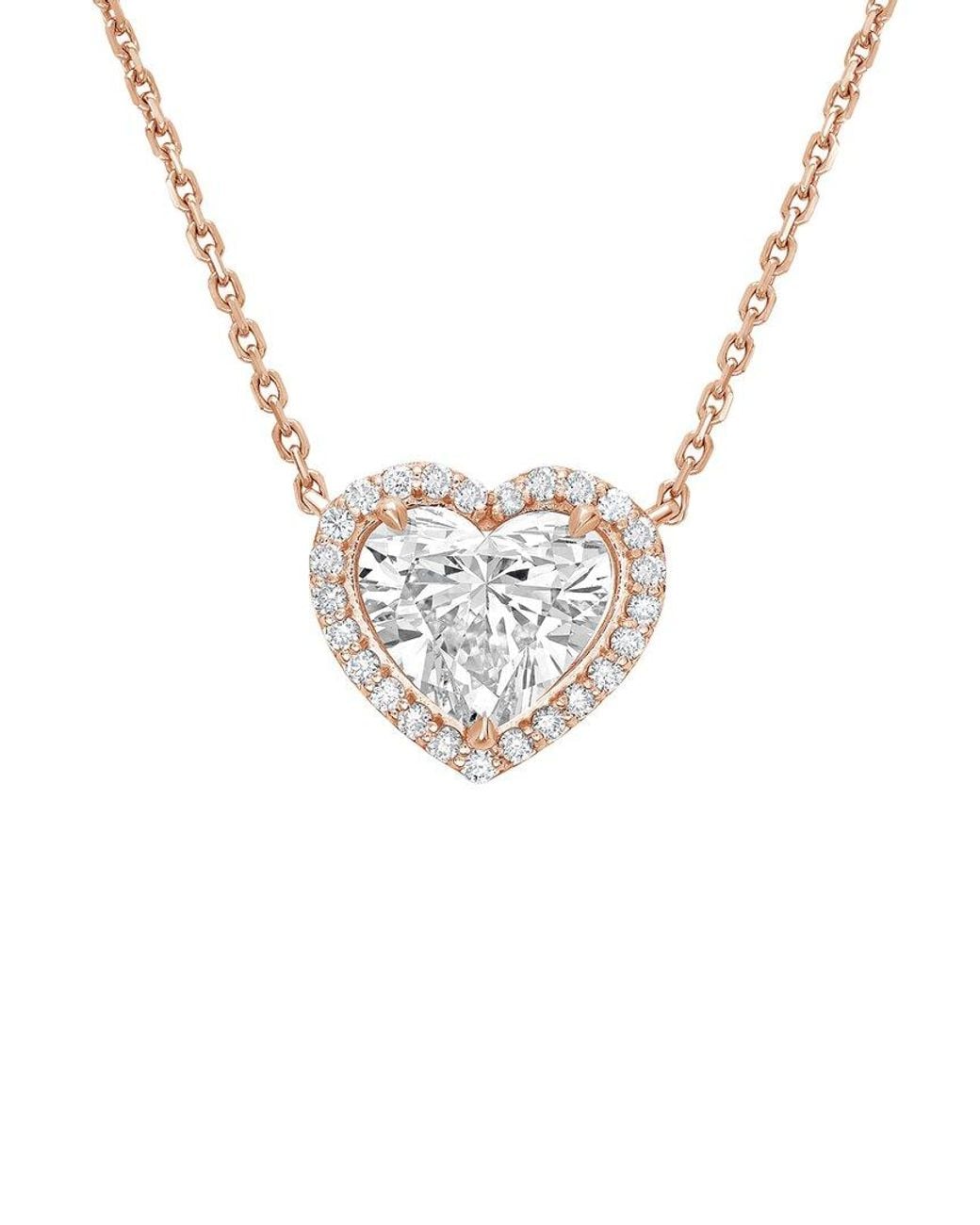 Diana M White Diana M. 14K Rose 2.00 Ct. Tw. Lab-Grown Diamond Halo Pendant