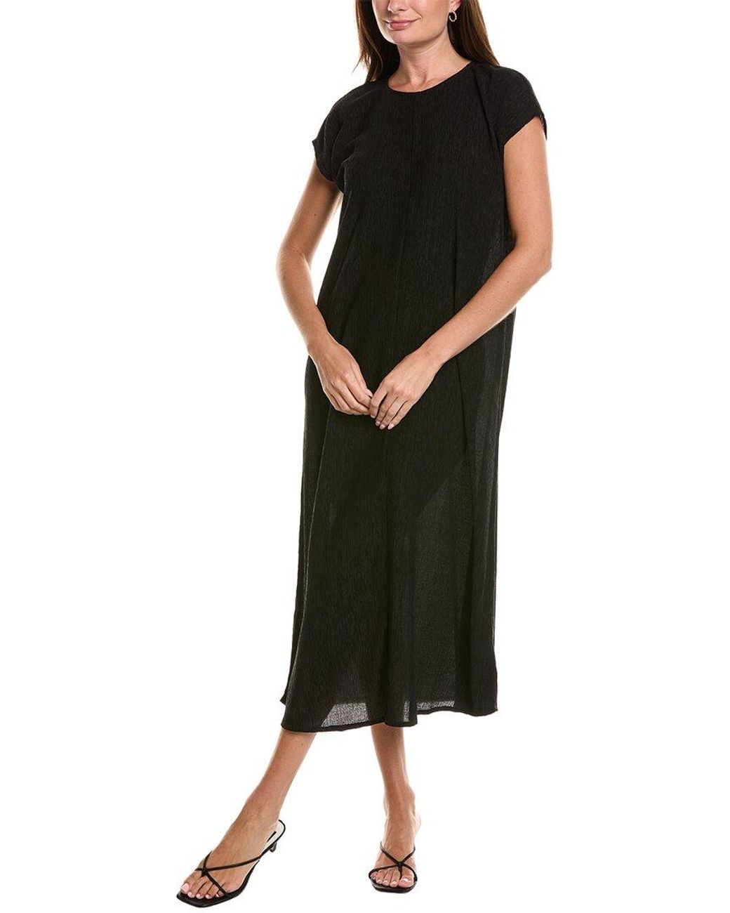 Eileen Fisher Black Round Neck Dress