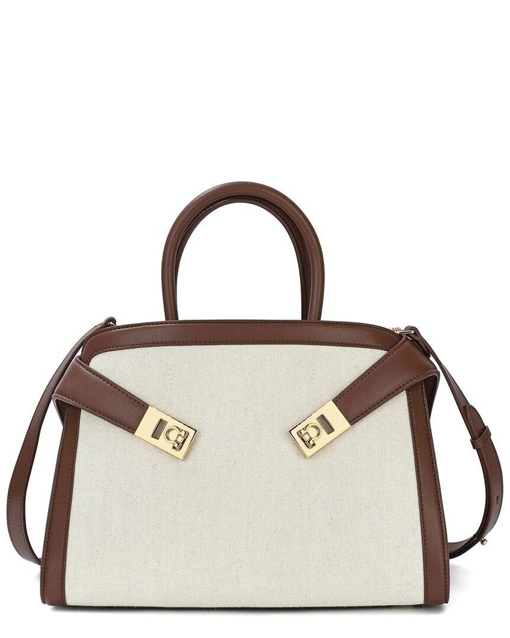 Tiffany & Fred Paris Metallic Canvas & Leather Satchel