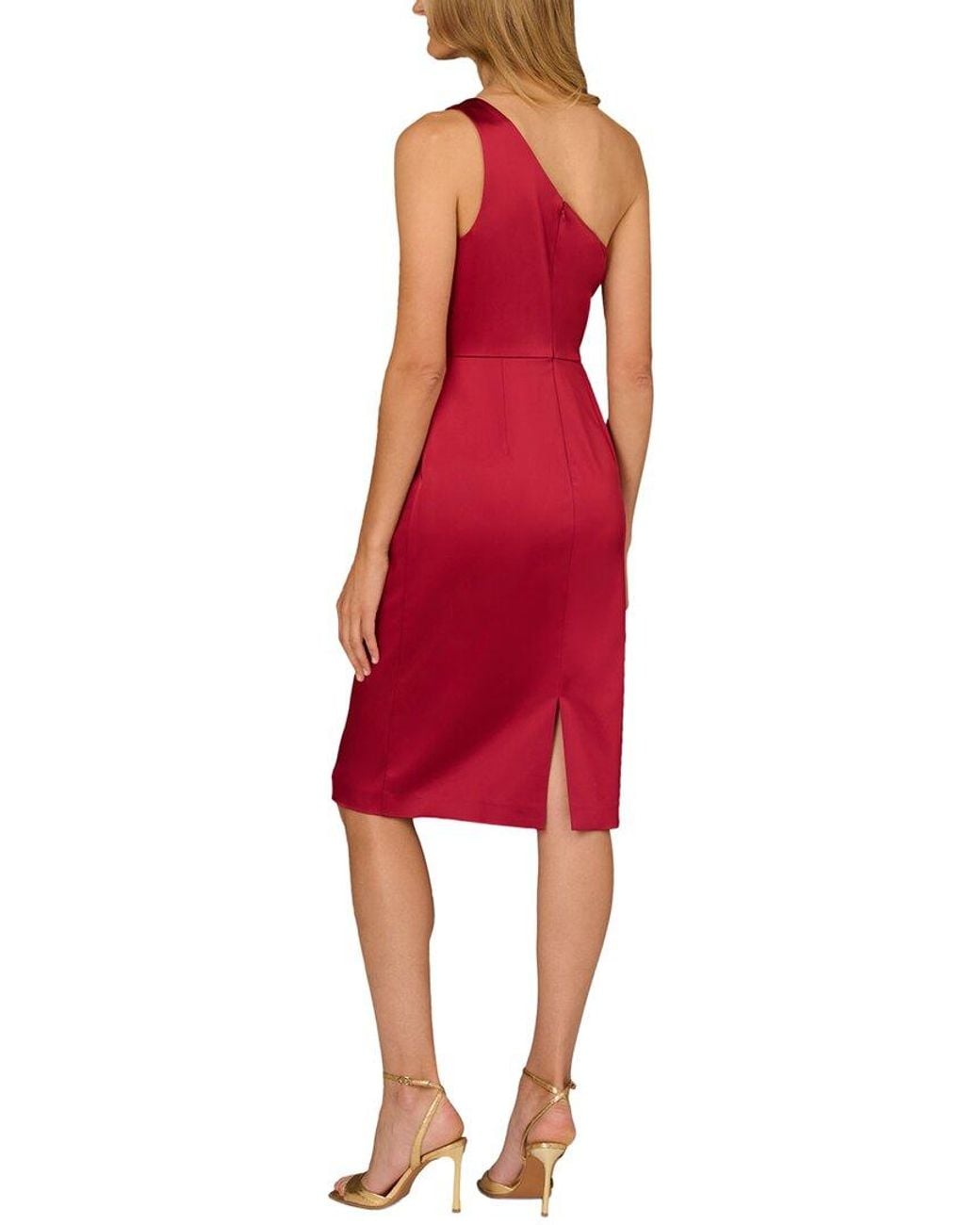Aidan Mattox Red Satin Sheath Dress