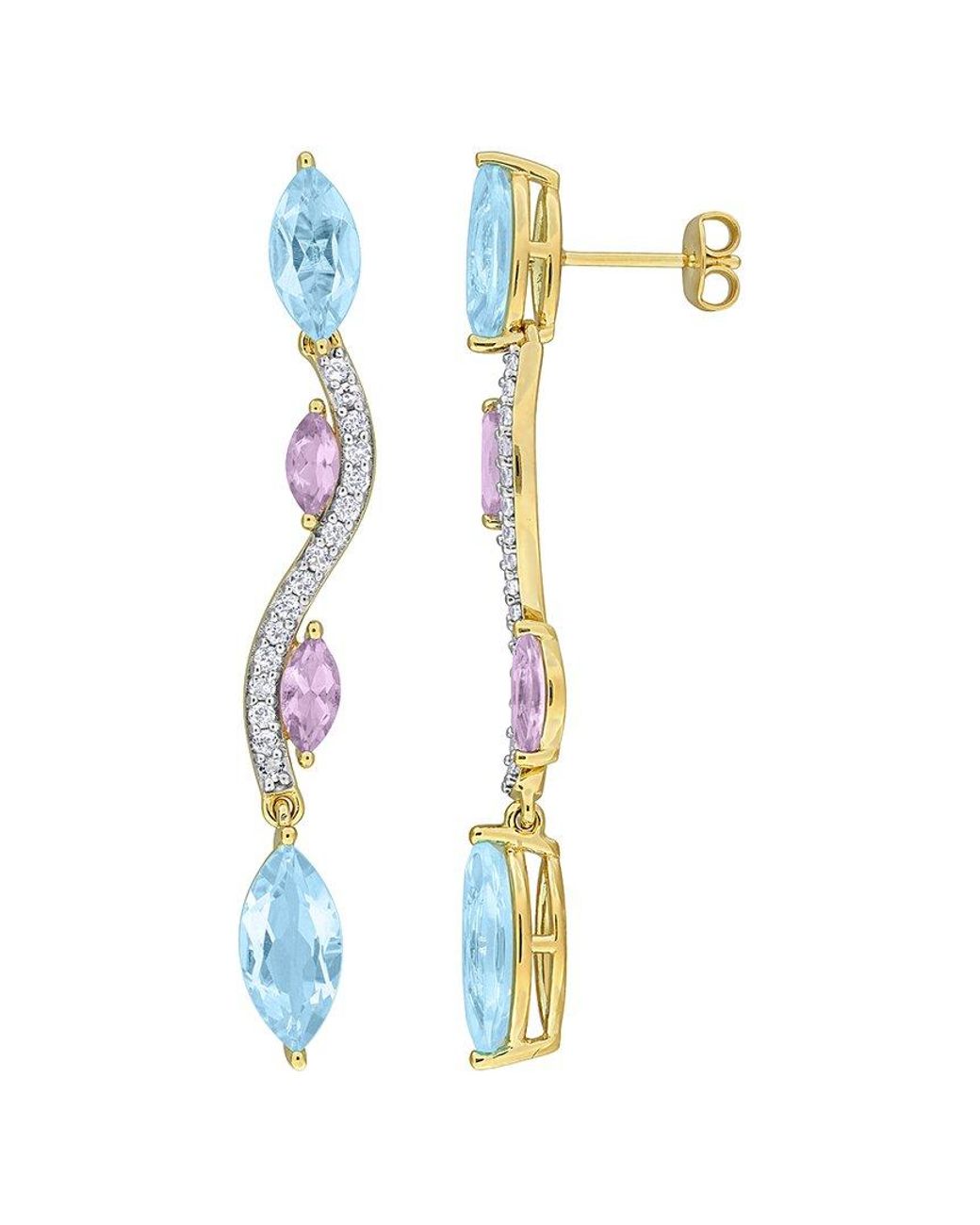 Rina Limor Blue Plated 8.54 Ct. Tw. Gemstone Earrings