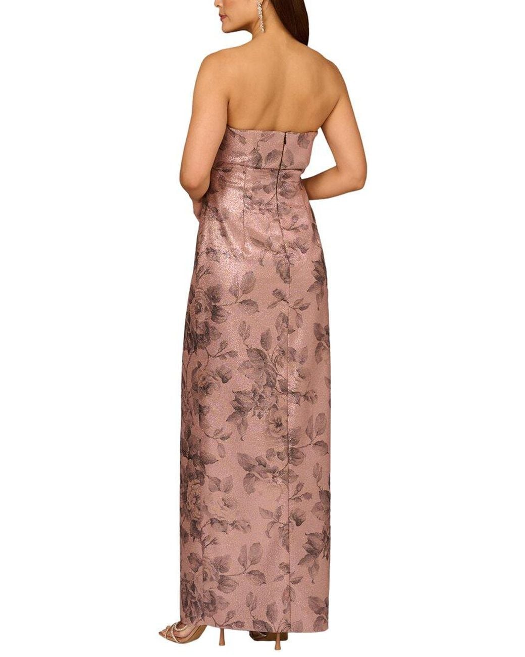Aidan Mattox Red Printed Jacquard Dress