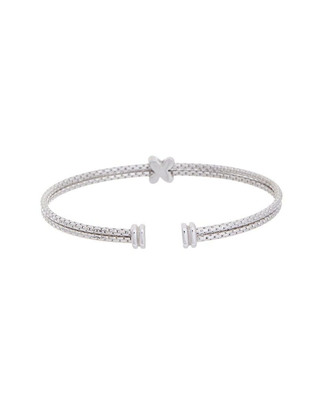 Meshmerise White 18K Plated 0.05 Ct. Tw. Diamond Mesh Bangle