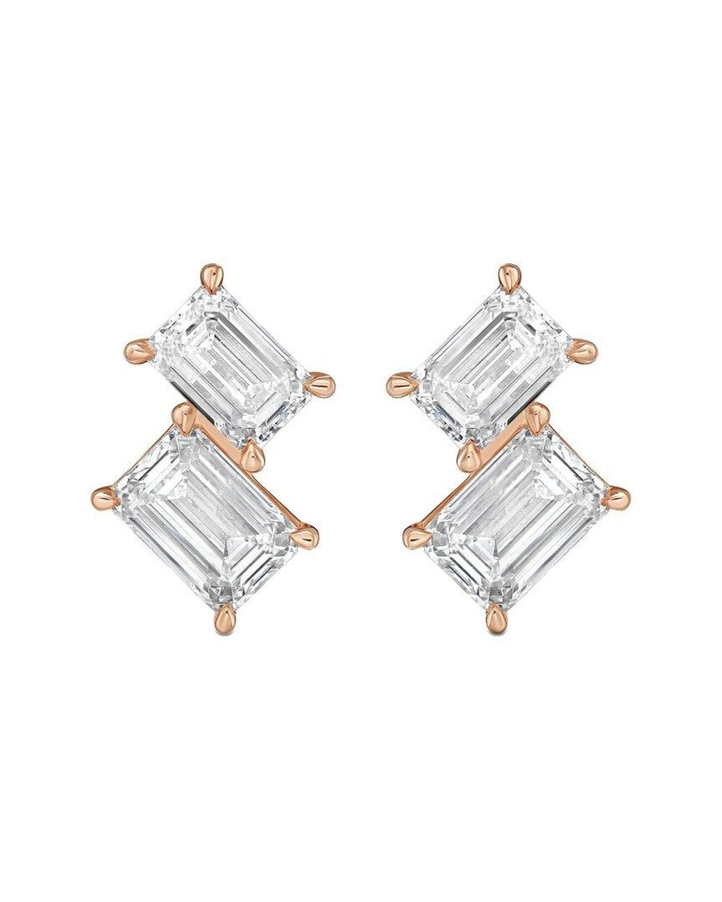 Diana M White Diana M. 14K Rose 15.00 Ct. Tw. Lab-Grown Diamond Two-Stone Earrings