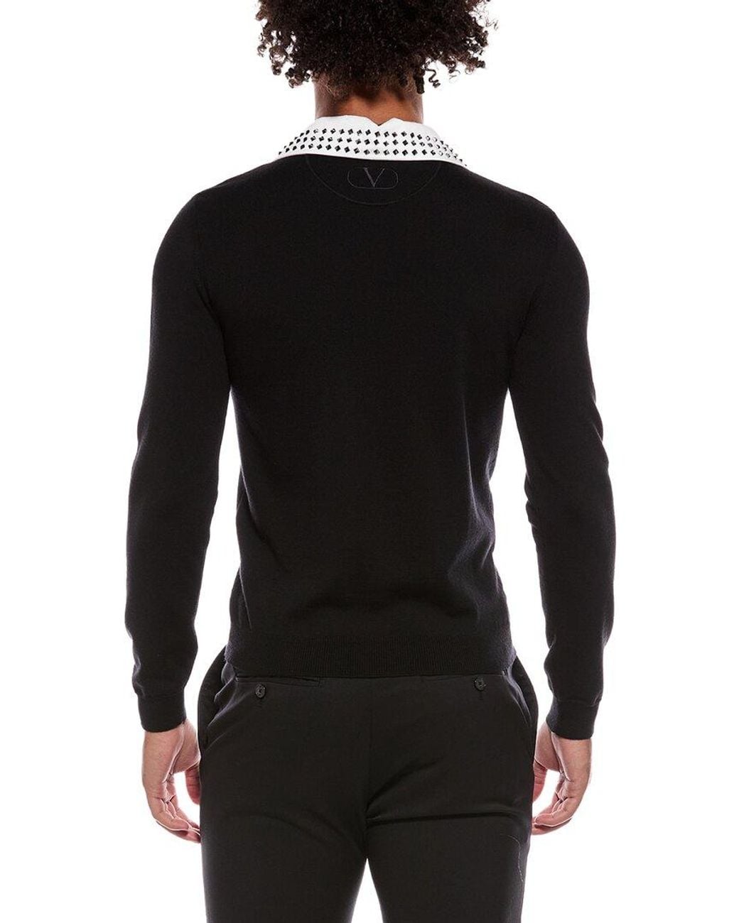 Valentino Black Slim Fit Wool Polo Shirt for men
