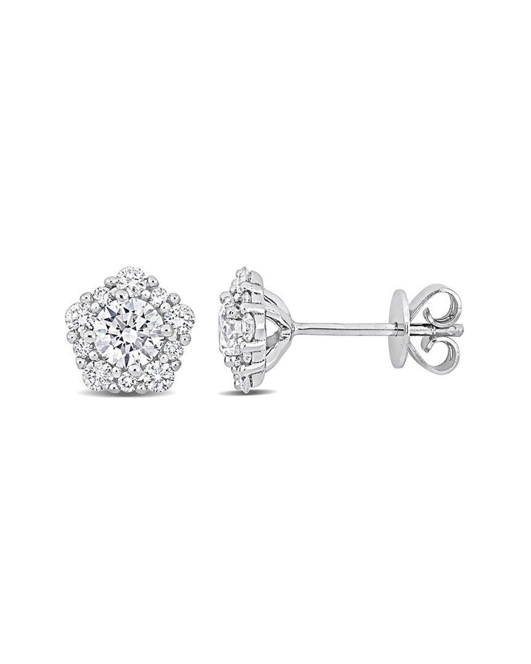 Diamond Select Cuts Metallic 14K 0.97 Ct. Tw. Diamond Halo Studs