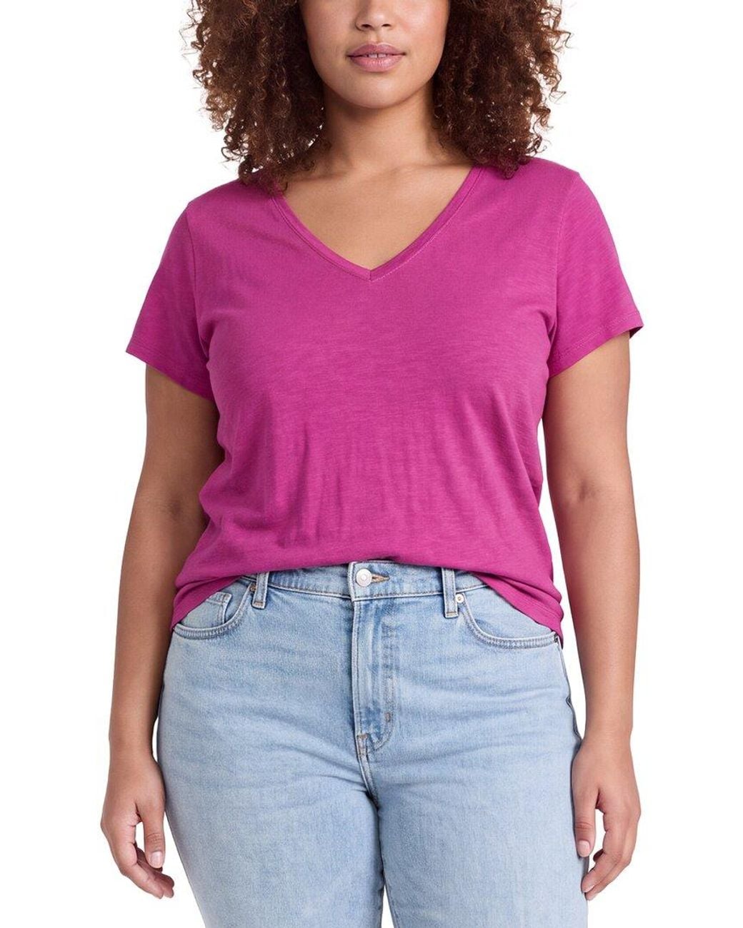 Eileen Fisher Purple Plus V-Neck T-Shirt