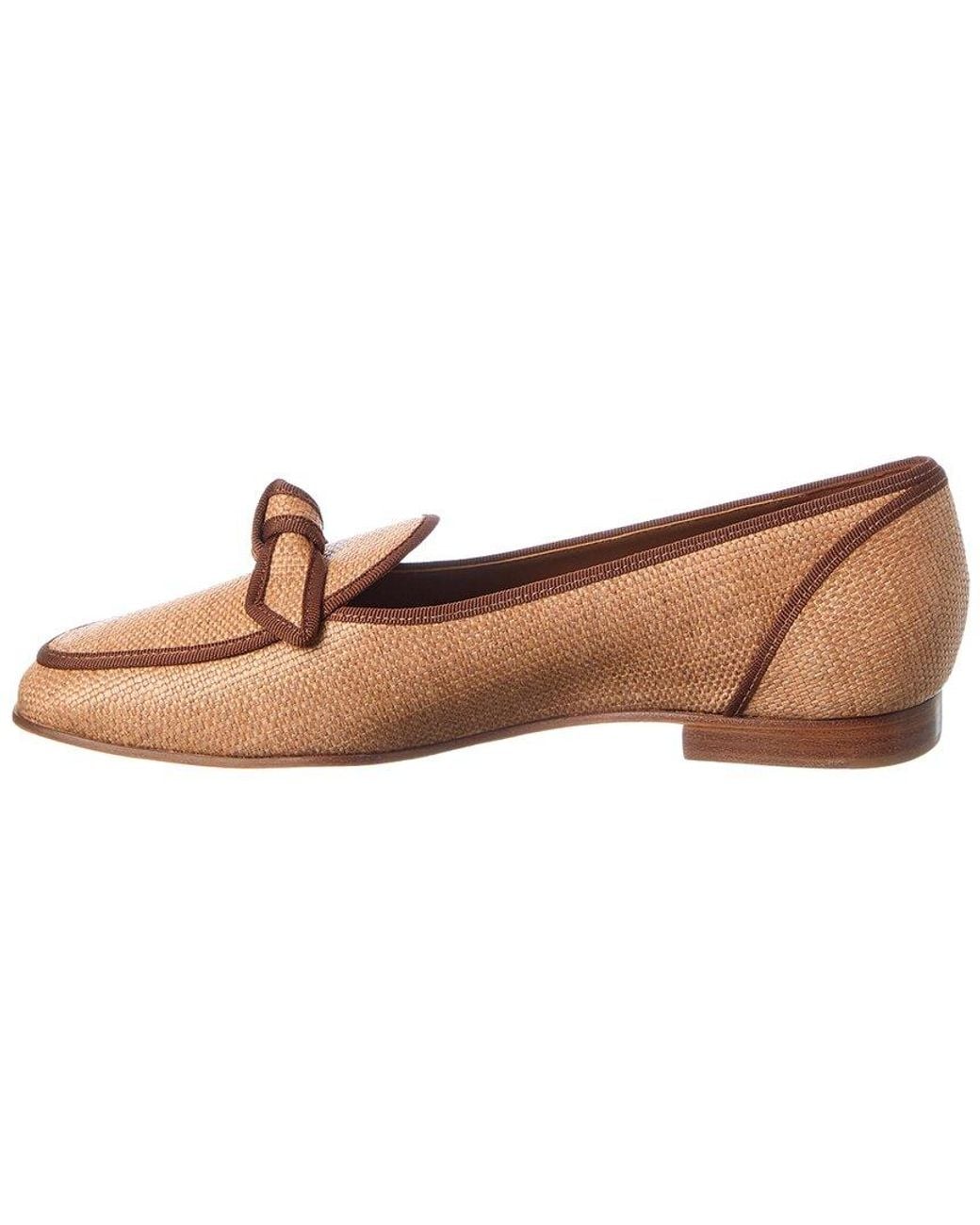 Alexandre Birman Brown Grosgrain Raffia Loafer