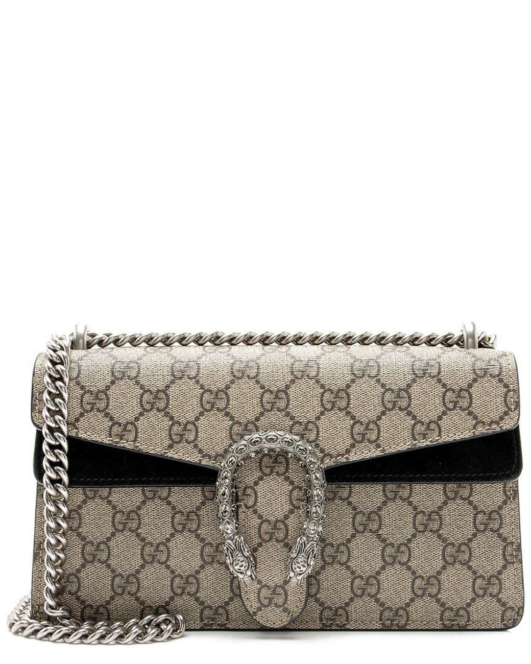 Gucci Gray Gg Supreme Canvas Crystal Dionysus Medium E/W Shoulder Bag (Authentic Pre-Loved)