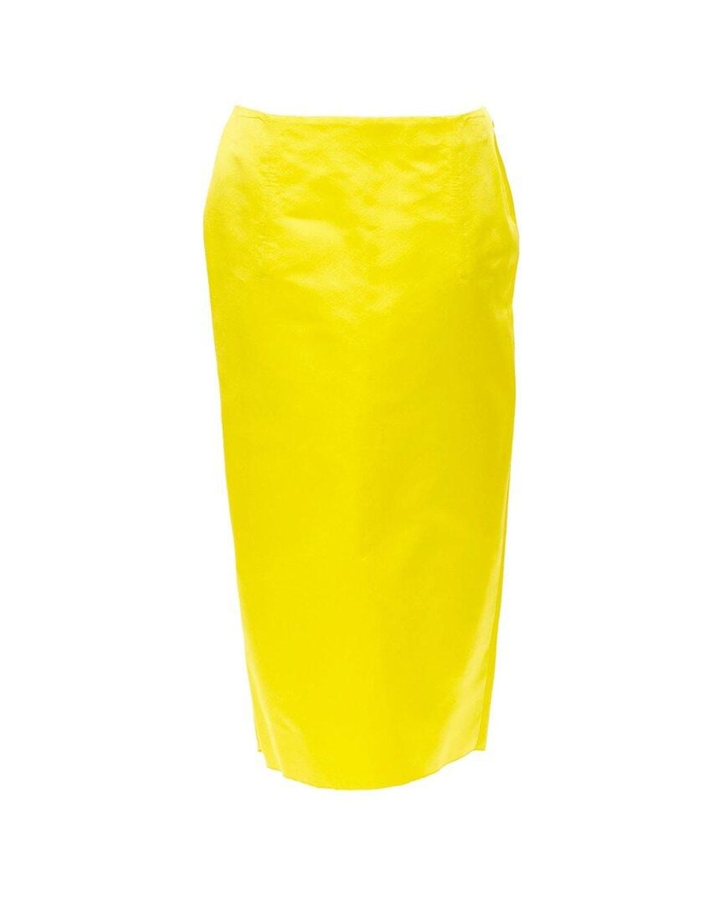 Prada Yellow 2022 Runway Satin Boned Triangle Cutout Split Skirt, Size It, Never Worn (Authentic Pre-Loved)