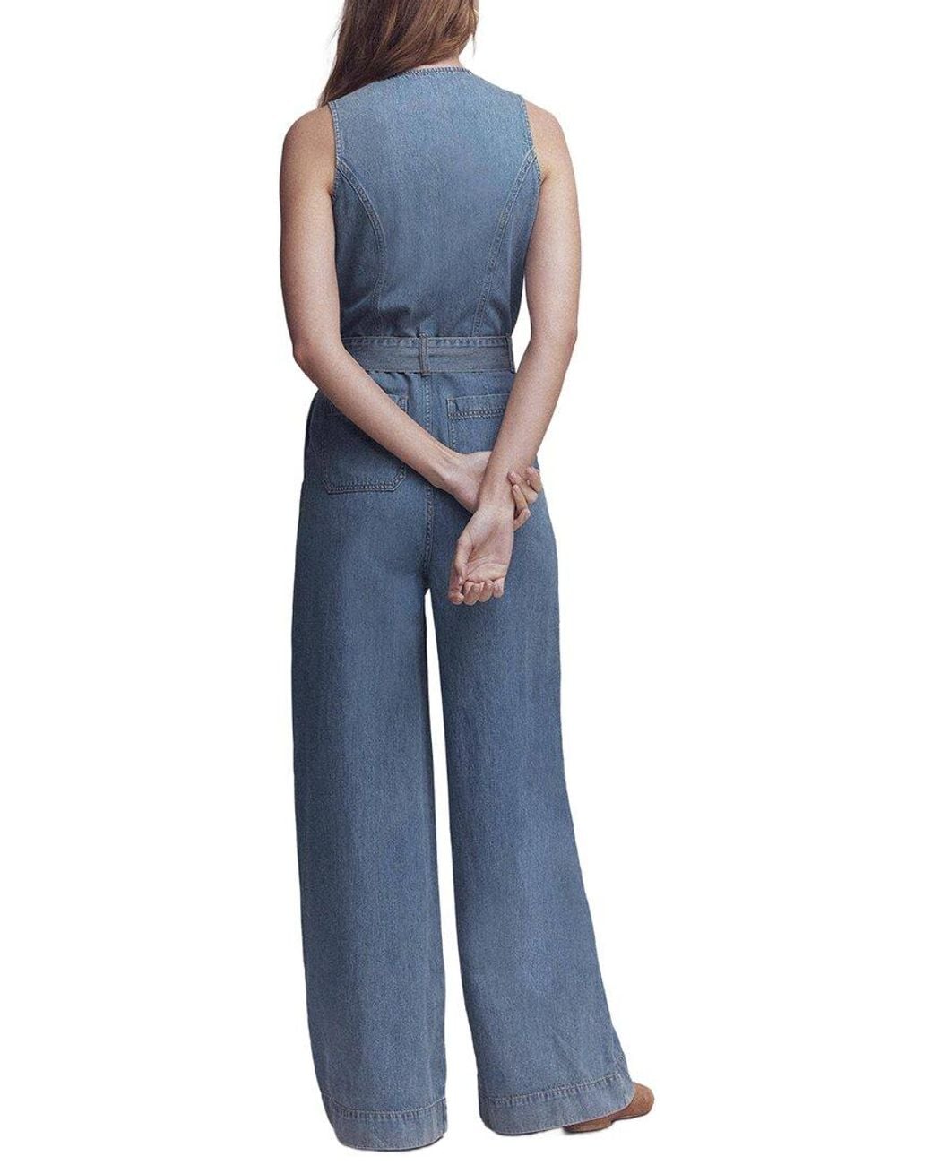 Boden Blue Sleeveless Denim Jumpsuit