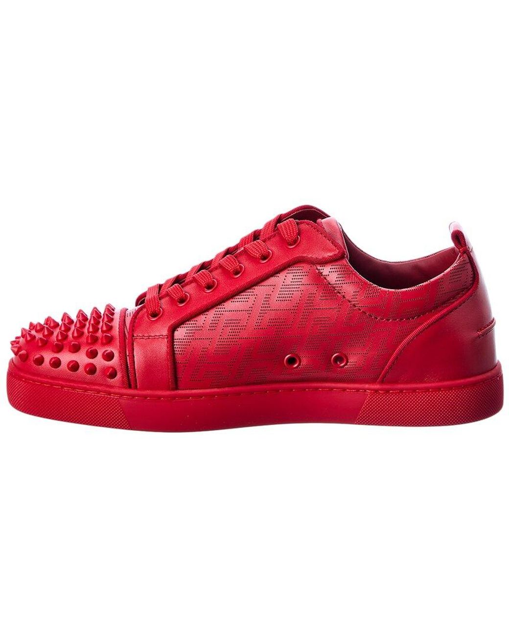 Christian Louboutin Louis Junior Spikes - Red Suede