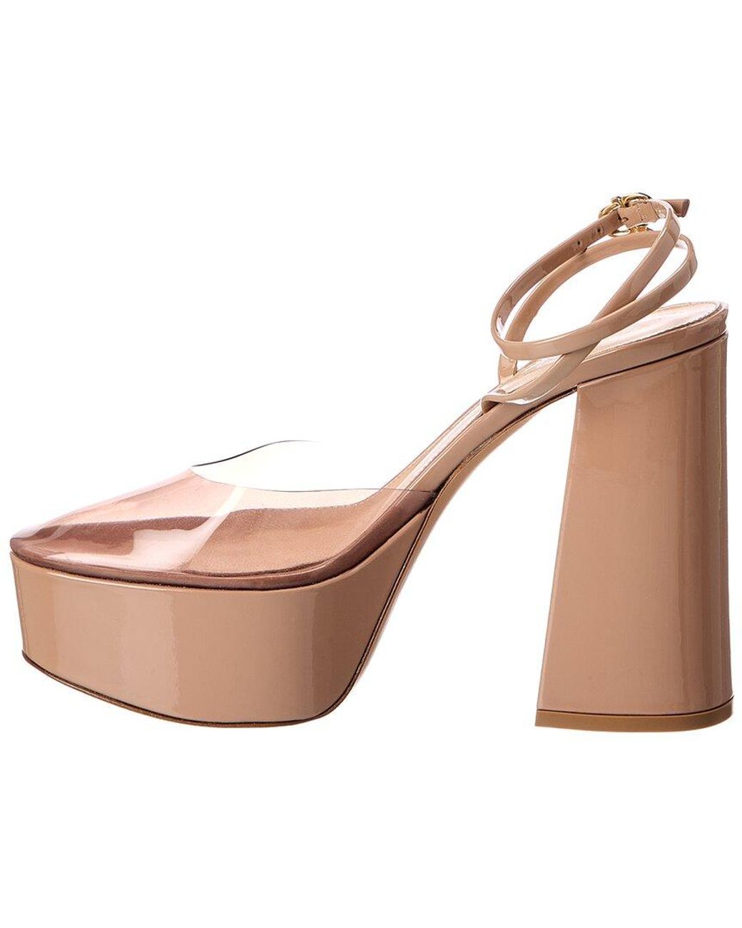 Gianvito Rossi Brown Dua 70 Patent & Vinyl Platform Pump