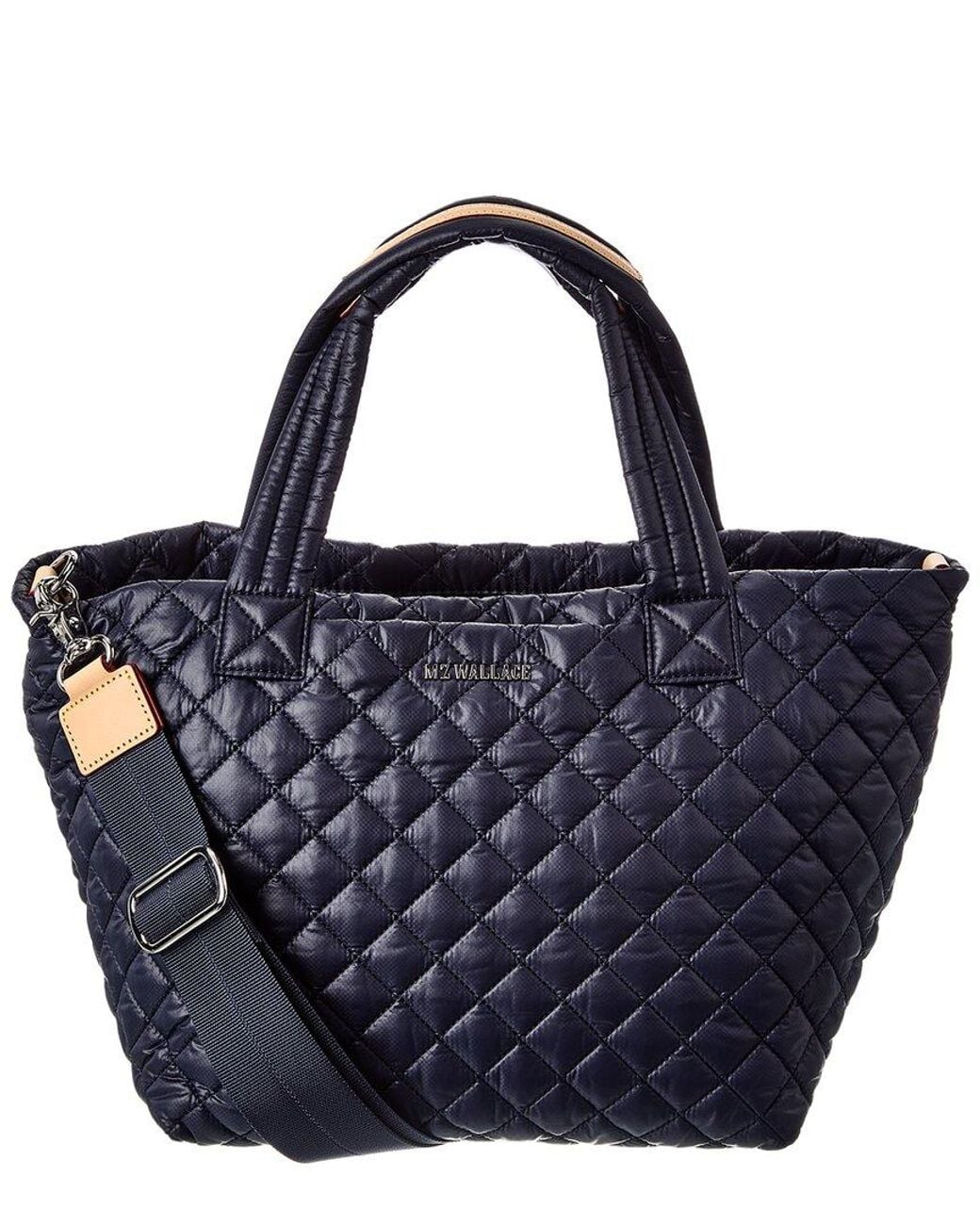 MZ Wallace Blue Small Metro Nylon & Leather Tote Deluxe