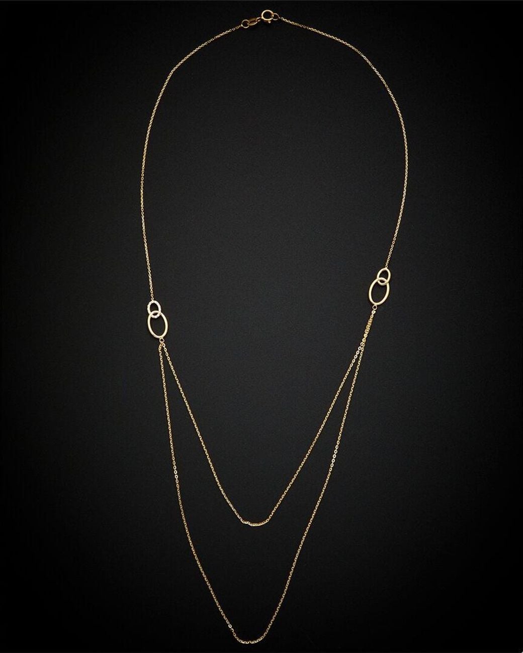 Italian Gold Black 14k Station Necklace