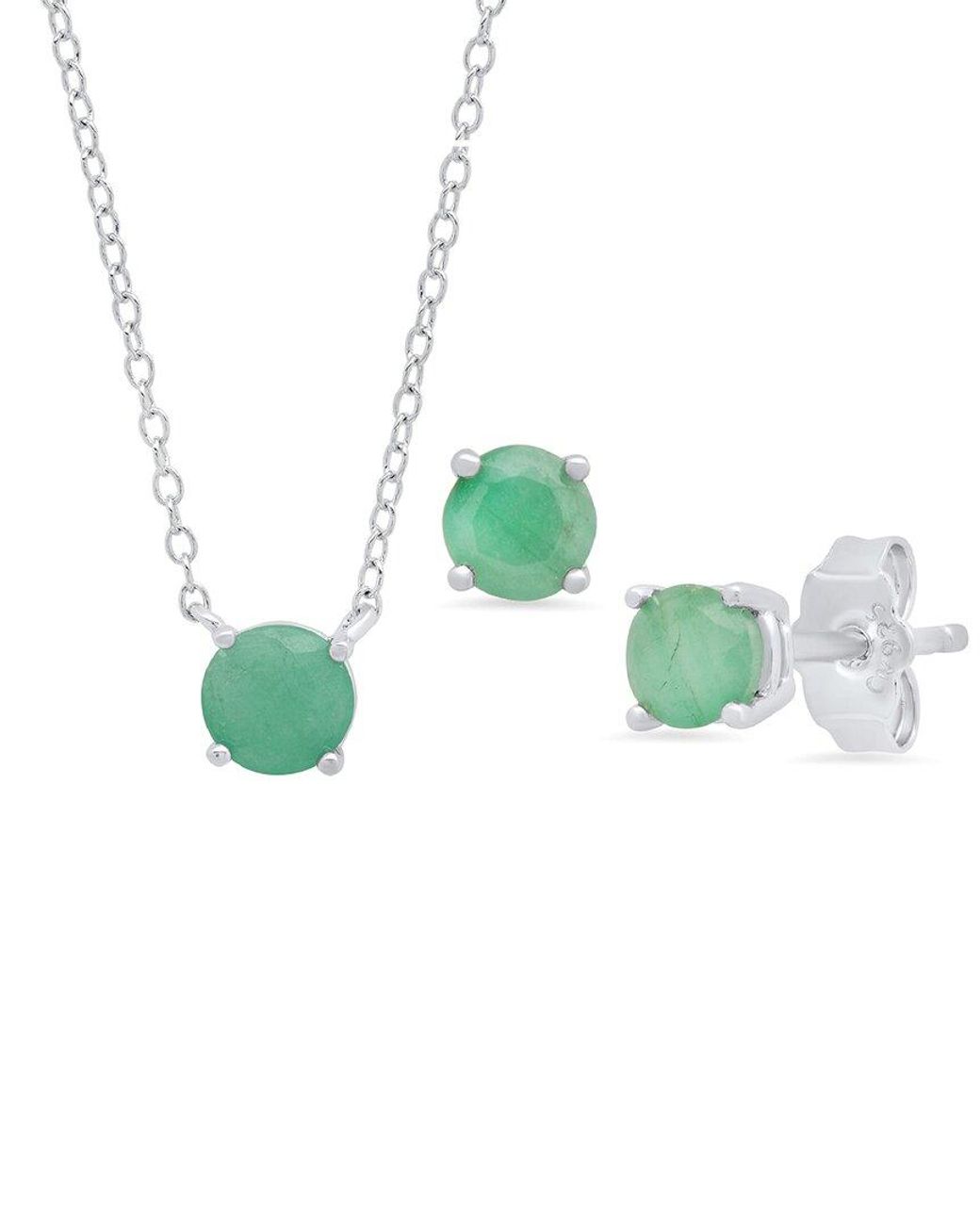 MaxColor Green 1.30 Ct. Tw. Emerald Pendant & Studs Set