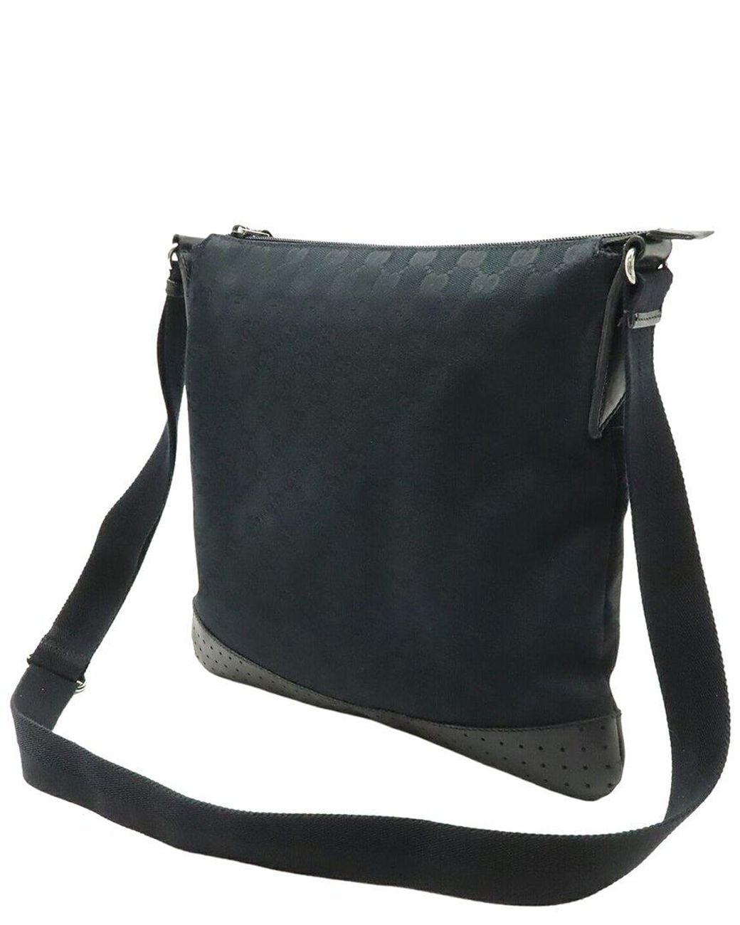 Gucci Black GG Canvas & Leather Messenger Bag (authentic Pre-loved)
