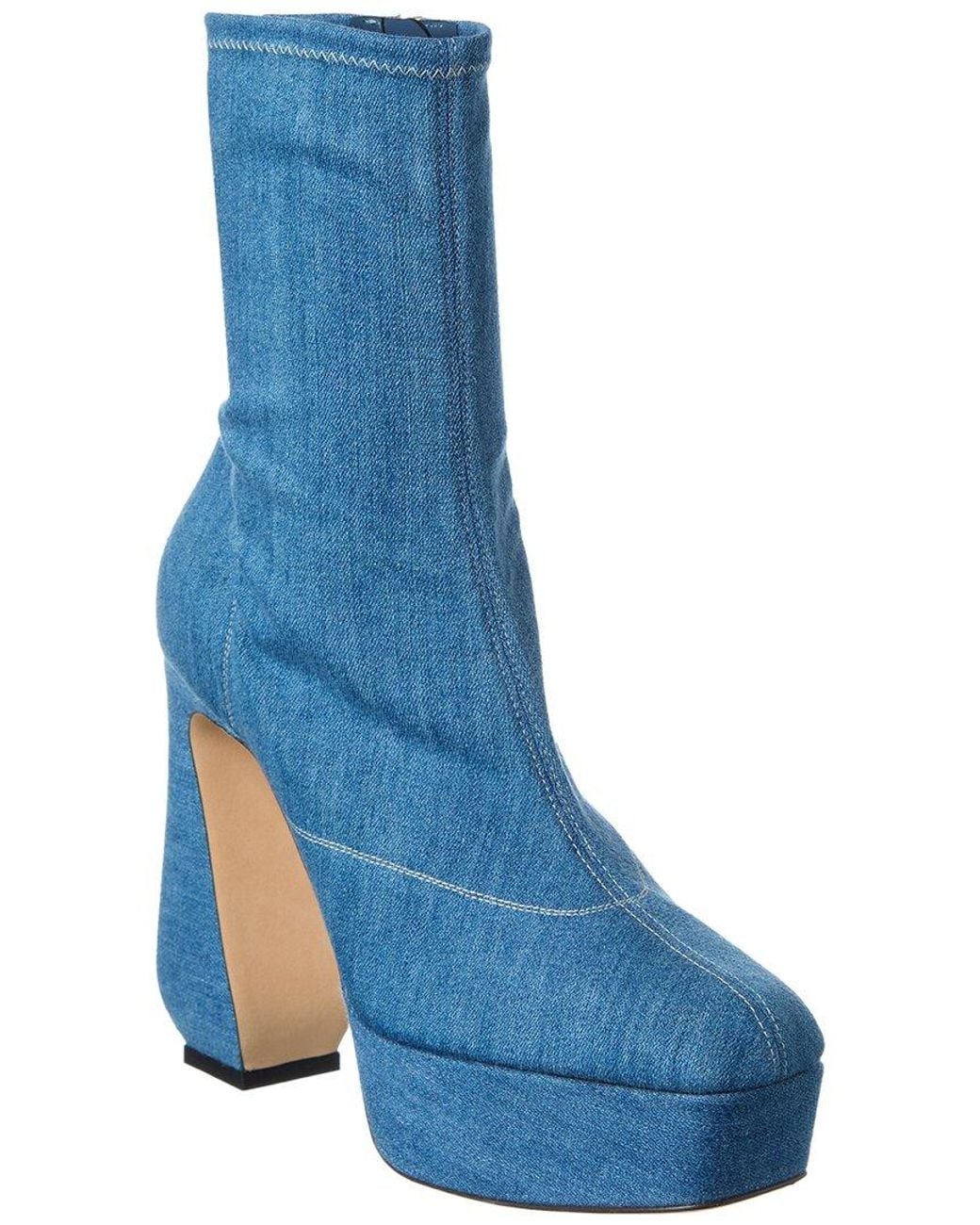 Sergio Rossi Blue 80 Denim Platform Bootie
