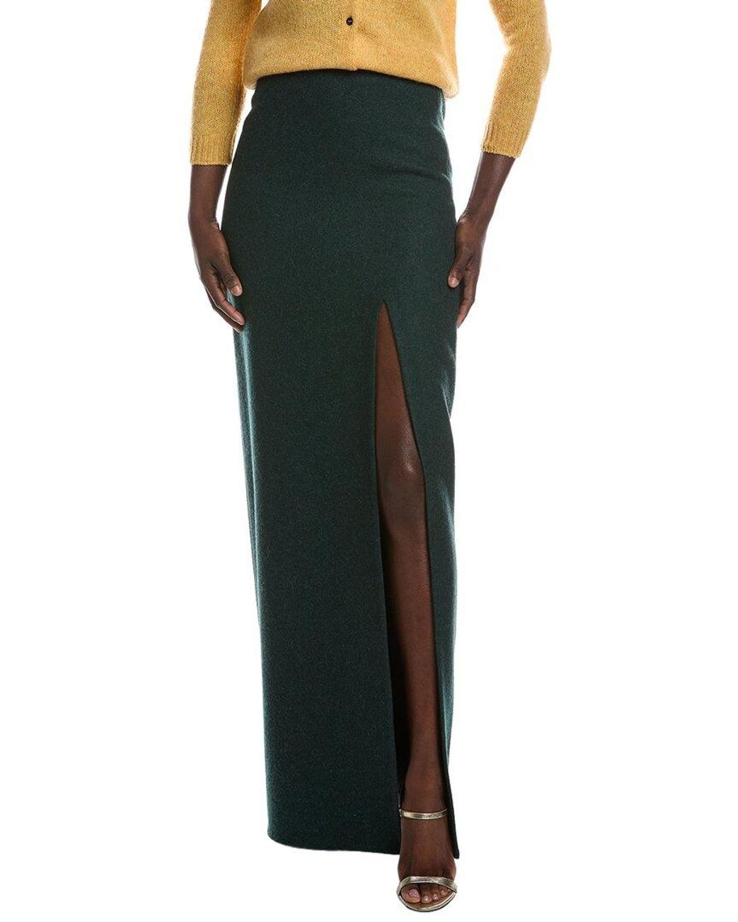 Miu Miu Green Wool Maxi Skirt
